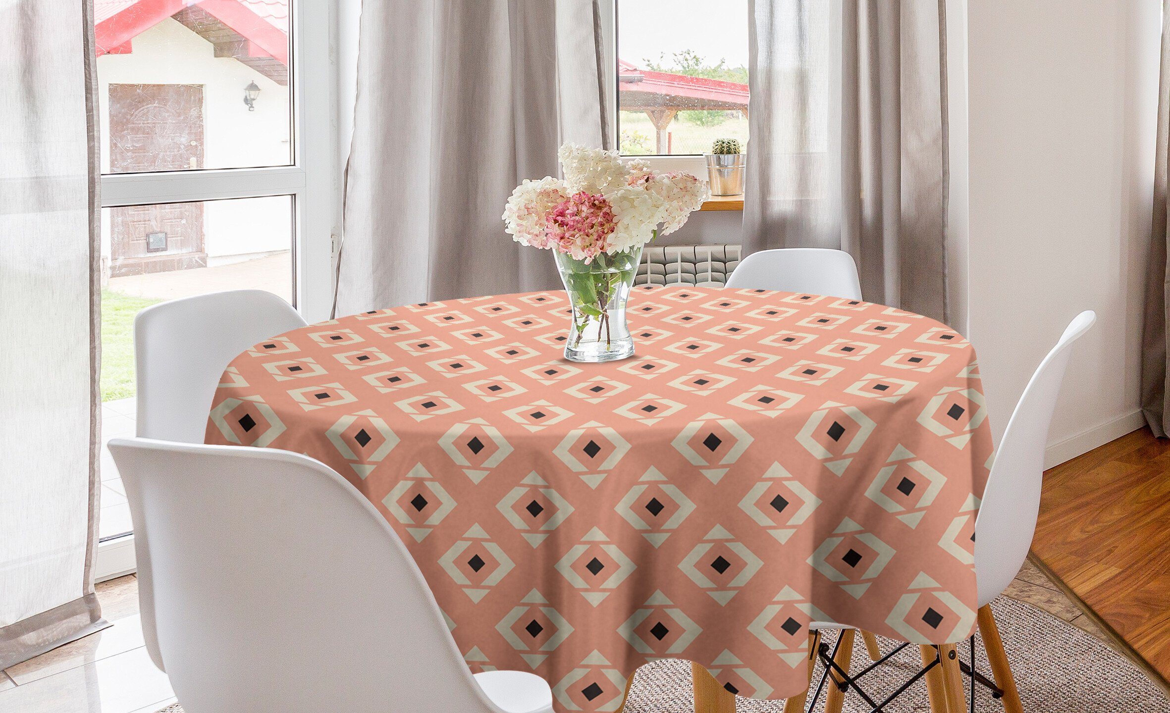 Abakuhaus Küche Tischdecke Abdeckung für geometrische Tischdecke Esszimmer Dekoration, Rhombus Abstrakt Kreis