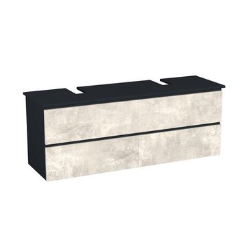 GARLIVO Waschbeckenunterschrank GLB-160 mit Schubladen, Badezimmer Waschtischunterschrank, Beton Breite 160cm, Soft-Close, Push-to-Open/ Tip-On, Hängend