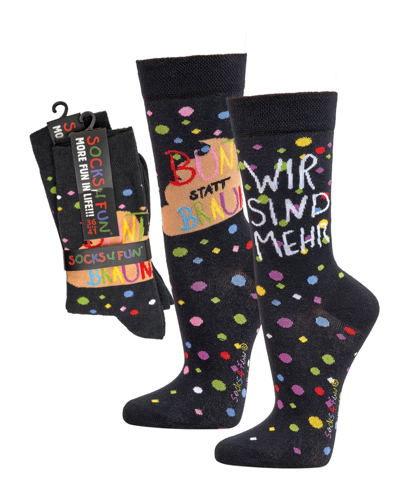 FussFreunde Socken 2 Paar Fun Socken, Spaß mit Socken, viele lustige Motive, Geschenkidee (Set, 2 Paar) handgekettelte Zehennaht, Piqué-Komfortbund