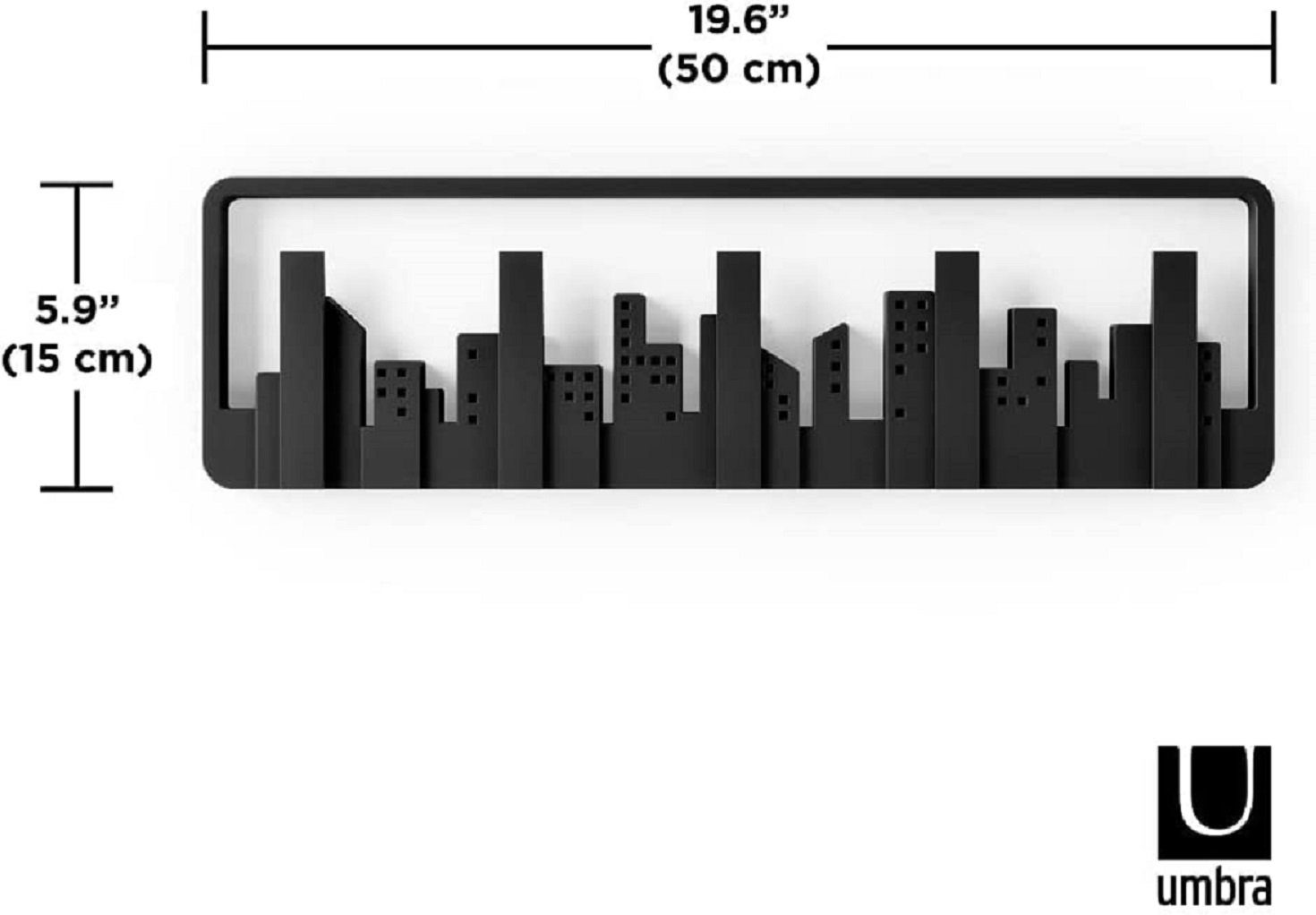 Umbra Garderobenhaken Skyline Garderobenhaken 5 Wandmontage beweglichen schwarz Haken, Befestigungsart: mit