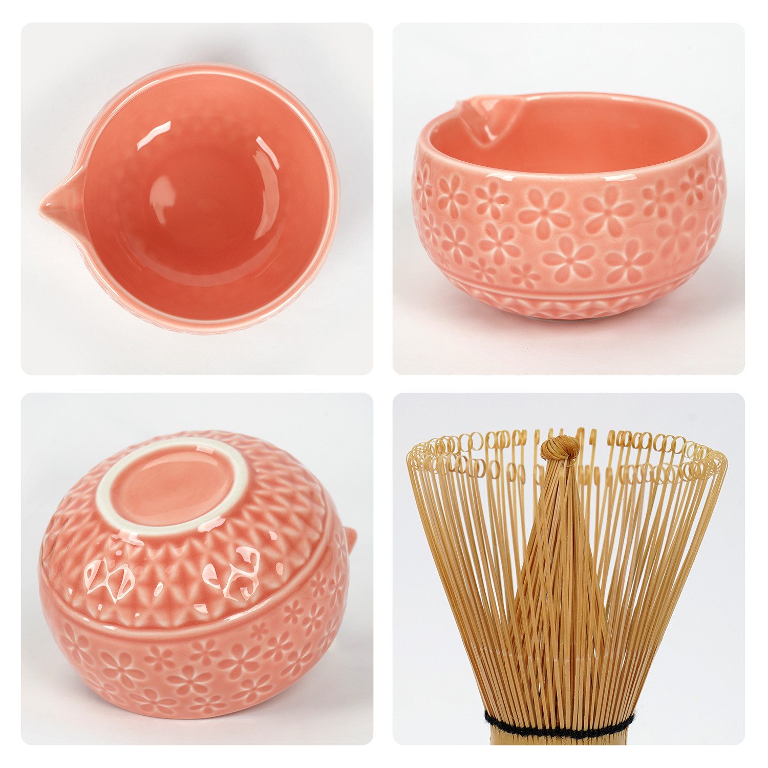 OSTWOLKE Teeservice Matcha Set 7-Teiliges Keramik, Bambusbesen, Schale & Zubehör, Matcha Tee Set für Matcha-Liebhaber