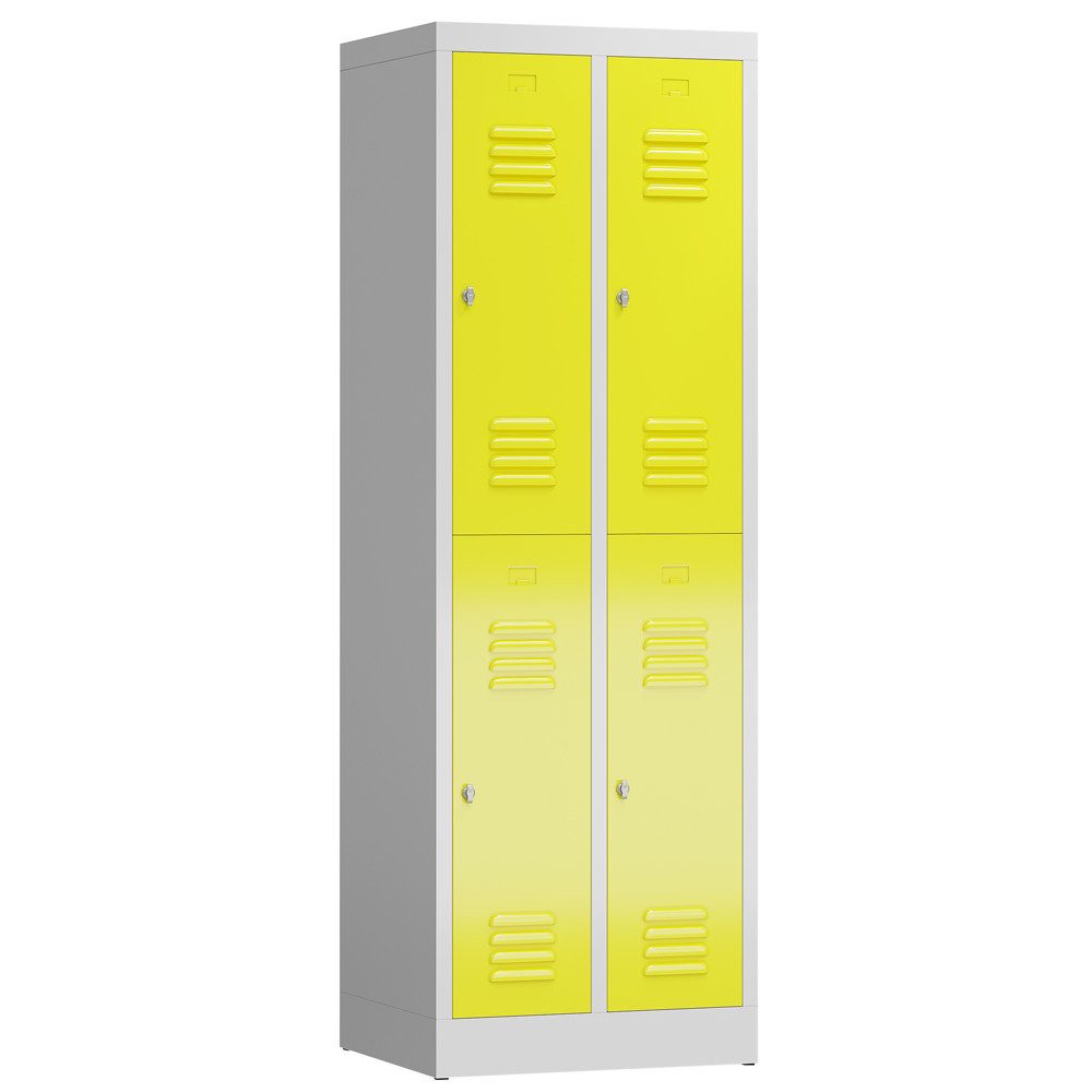 Steelboxx Spind Kleiderspind 4 Fächer 1800 x 600 x 500 mm Personalschrank (1-St) Komplett verschweißt und montiert - keine Montage erforderlich