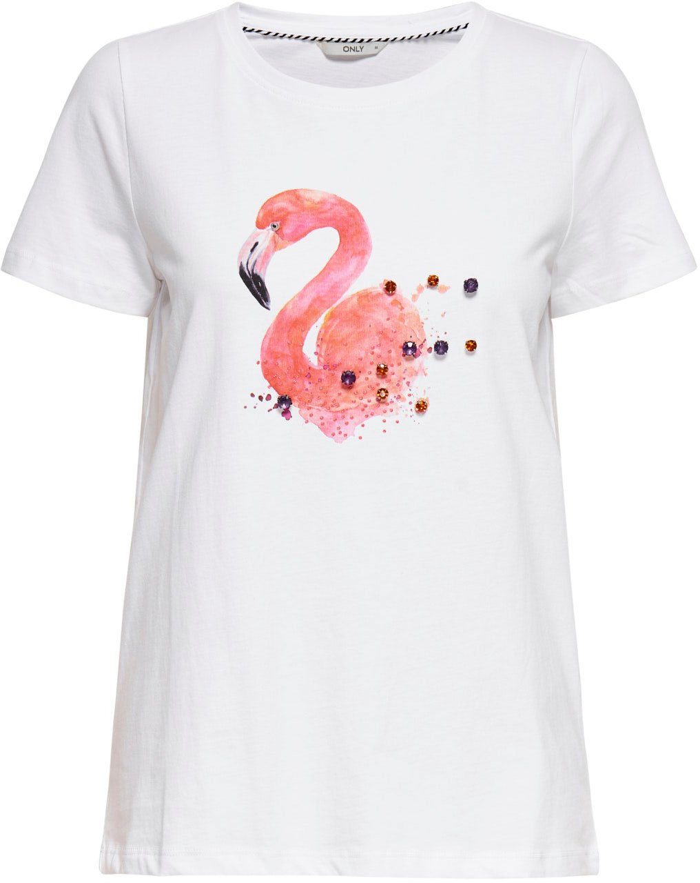Damen Shirt Top T-Shirt mit Glitzer Katzen Motiv Kurzarm Rundhals XS S 34 36