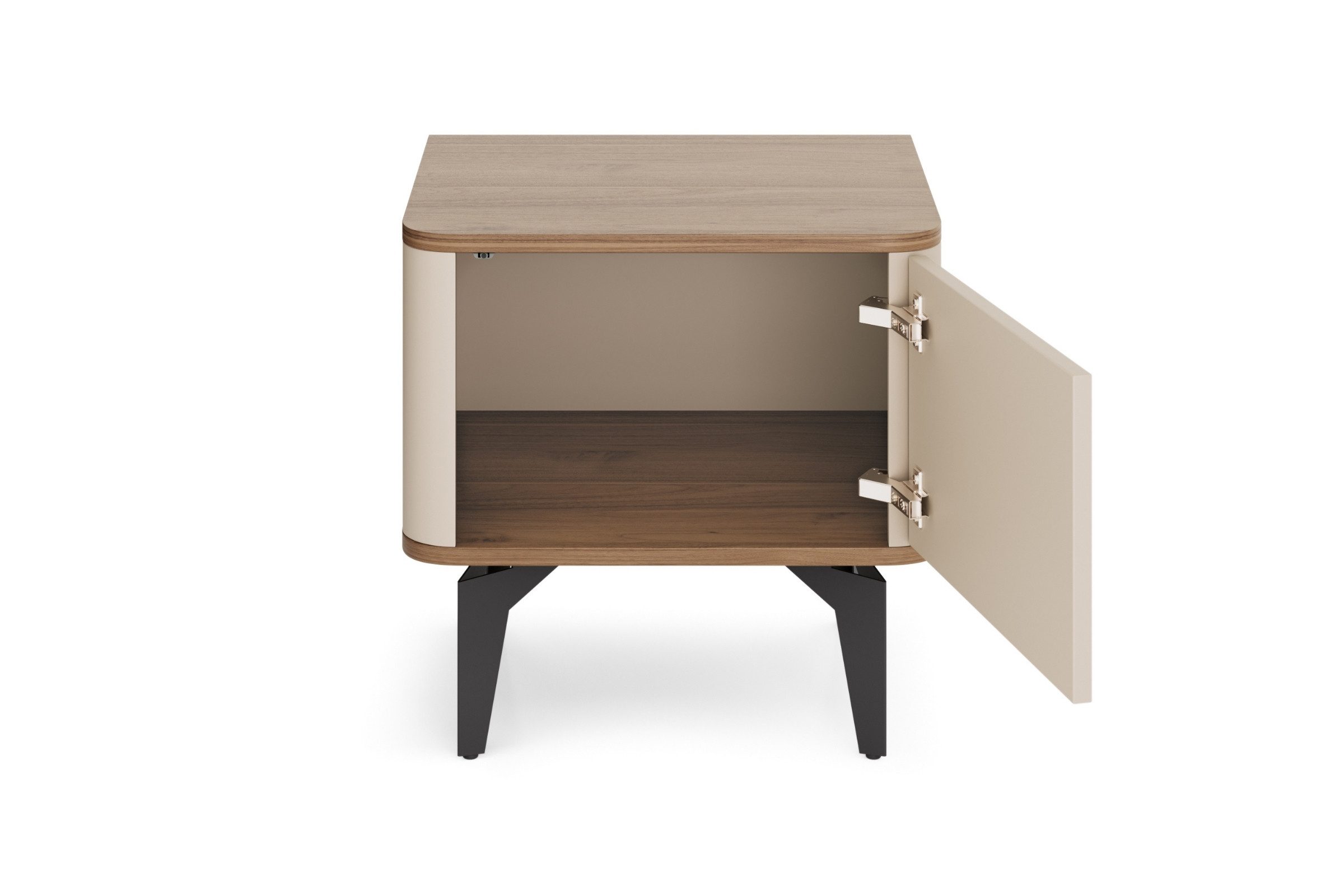 Deine Möbel 24 Nachttisch AURO 10, Nachtkommode mit Tür und Einlegeboden (AURO - Kollektion,in Kaschmir / Royal Nussbaum, 1-St., B/H/T: 48 × 47 × 40,2 cm), ideal für Ihr Schlafzimmer
