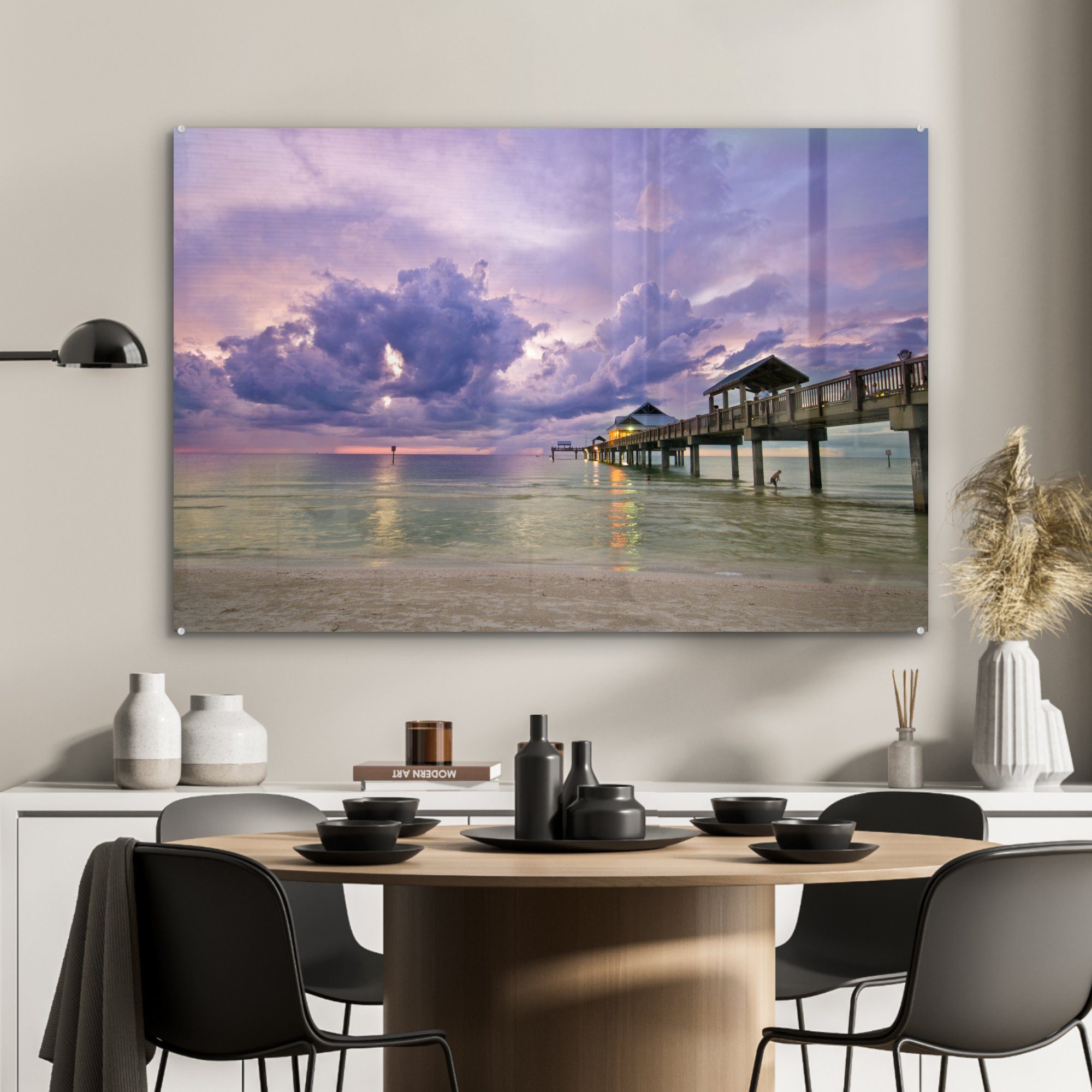 MuchoWow Acrylglasbild Sonnenuntergang Schlafzimmer & an einem (1 St), Strand in Wohnzimmer Acrylglasbilder Florida