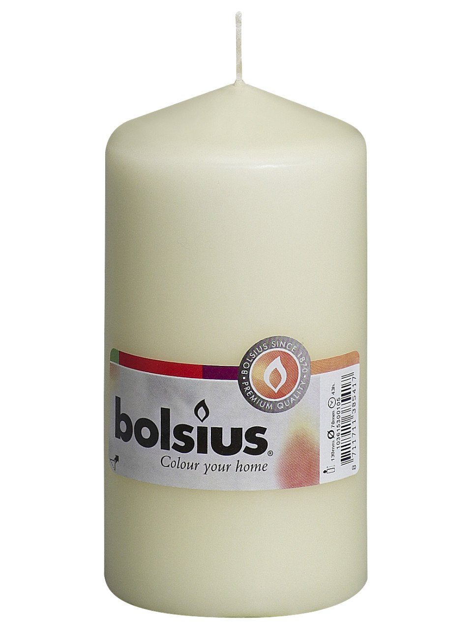 Bolsius Stumpenkerze Bolsius Stumpenkerze elfenbein, Höhe 13 cm, Ø 6,8