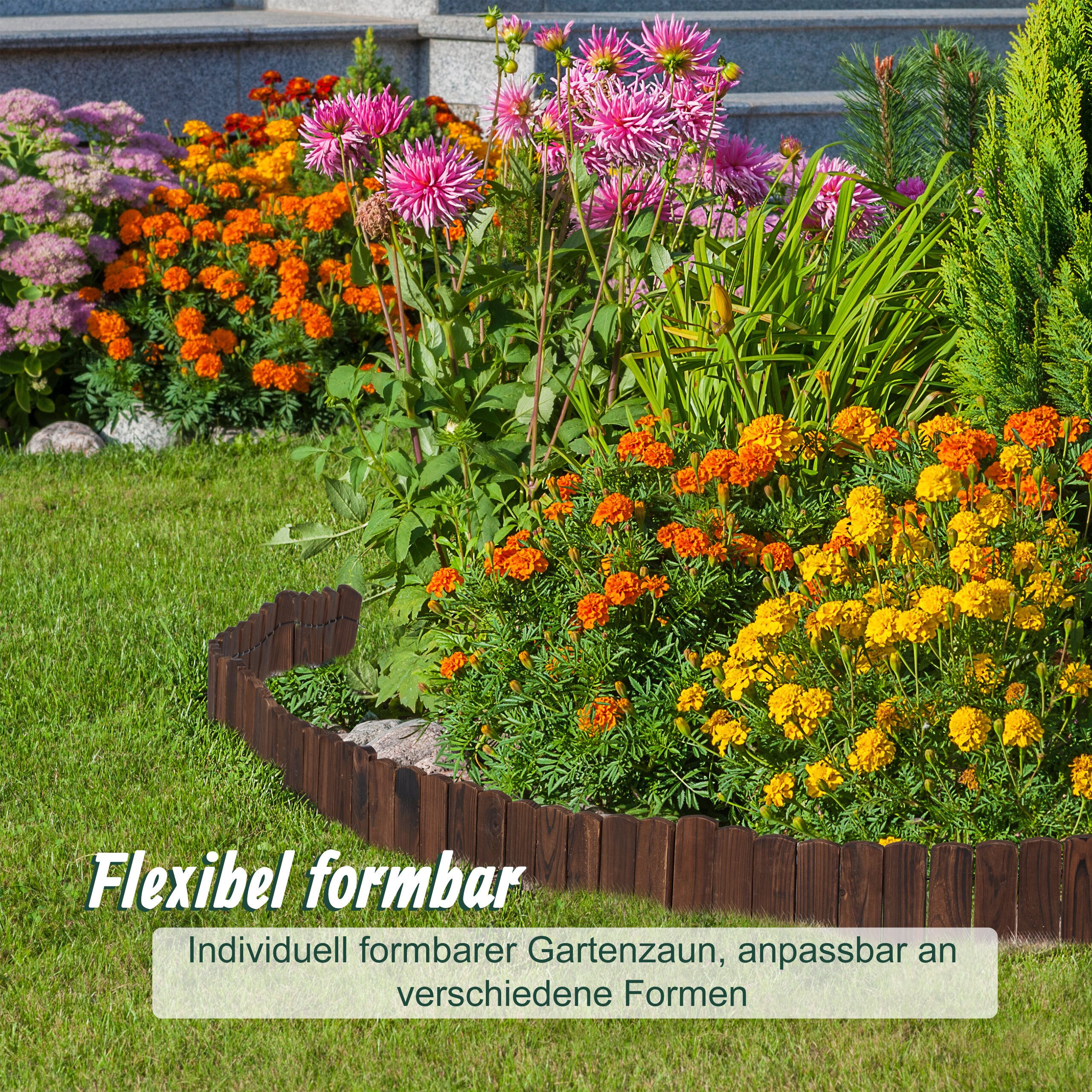 relaxdays Beetbegrenzung Beeteinfassung Holz flexibel, M – Bild 3 von 5