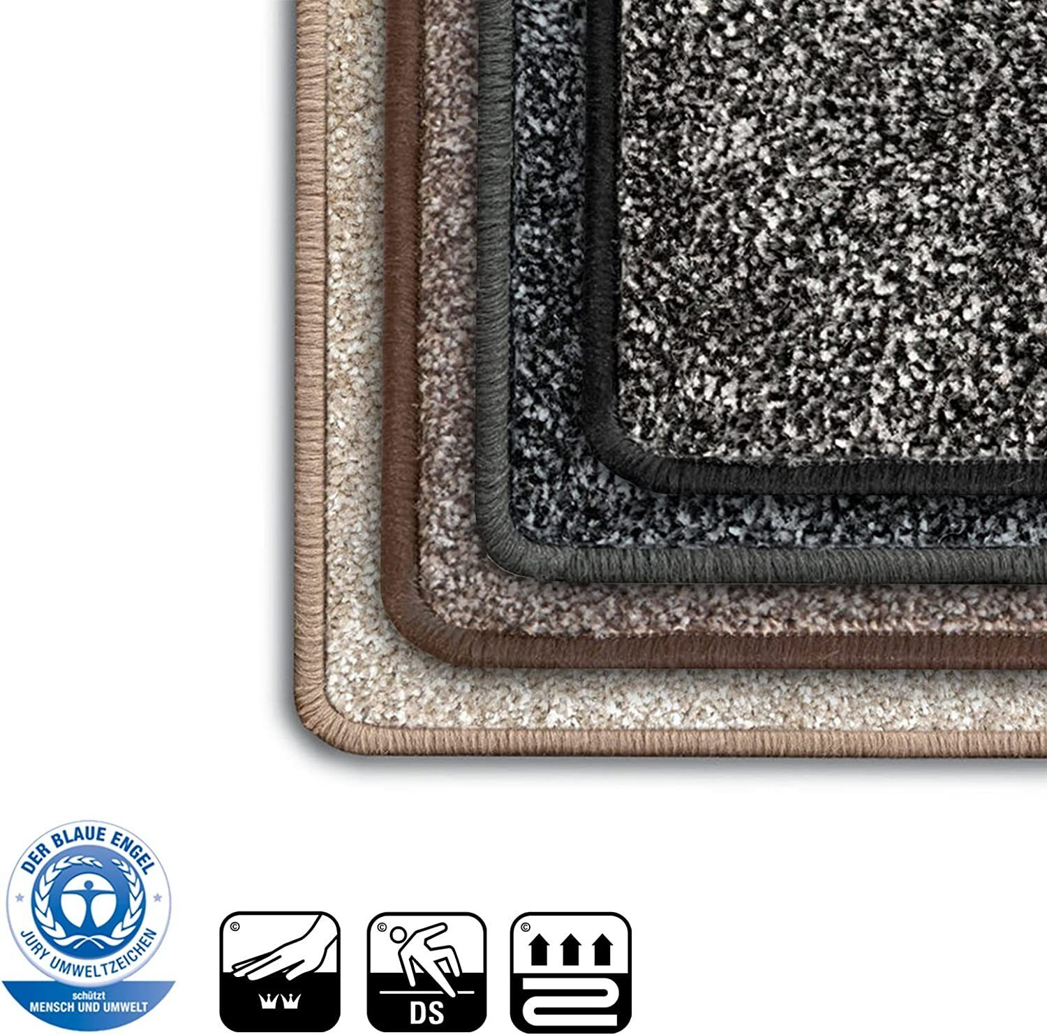 Floordirekt Hochflor-Bettumrandung Lyon 1A, 4 Farben & 3 Größen, Läufer, ideal im Schlafzimmer, Höhe 10 mm, Velours