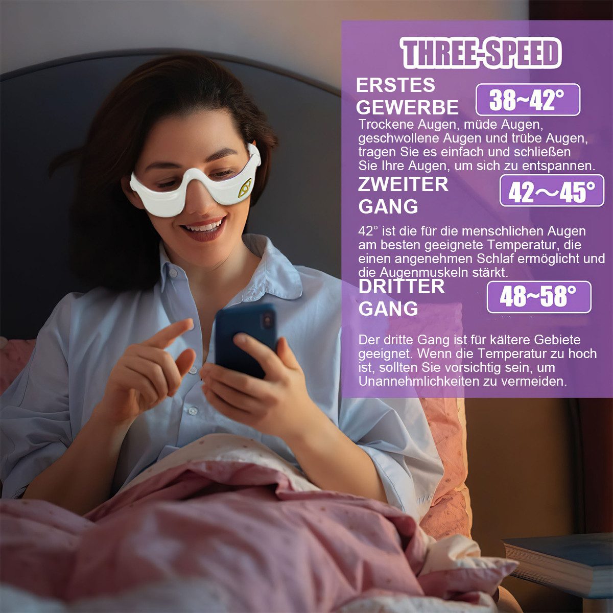 DOPWii Gesichtsmassagegerät Intelligentes Augenmassagegerät, Mikrostrom-Augenschutzgerät, heiße Kompresse, 3 Intensitätsstufen, kompakt und leicht
