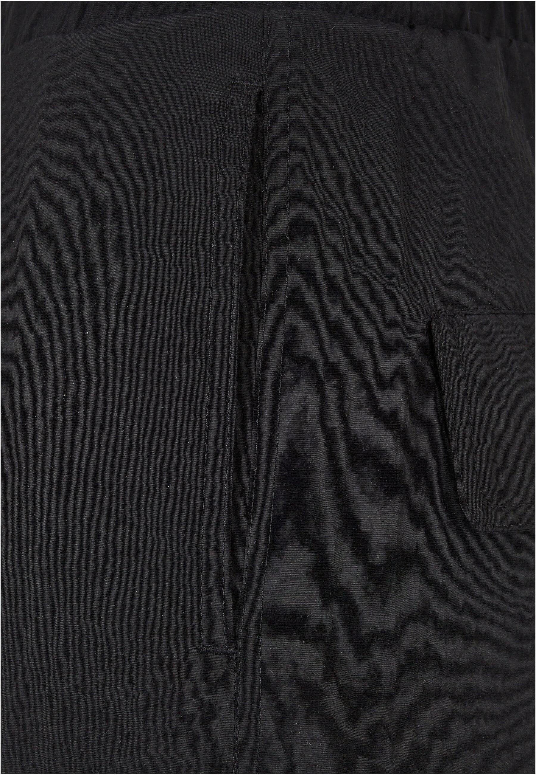 URBAN CLASSICS black (1-tlg) Pants Crinkle Wide Nylon Ladies Damen Stoffhose Cargo