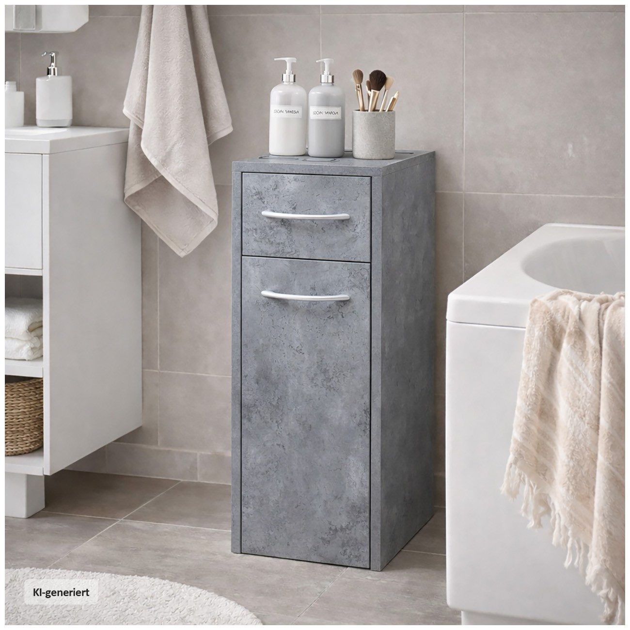 HTI-Living Midischrank Mehrzweckschrank schmal Thekla Beton (Stück, 1-St., 1 Schrank) Nischenschrank für Küche und Bad
