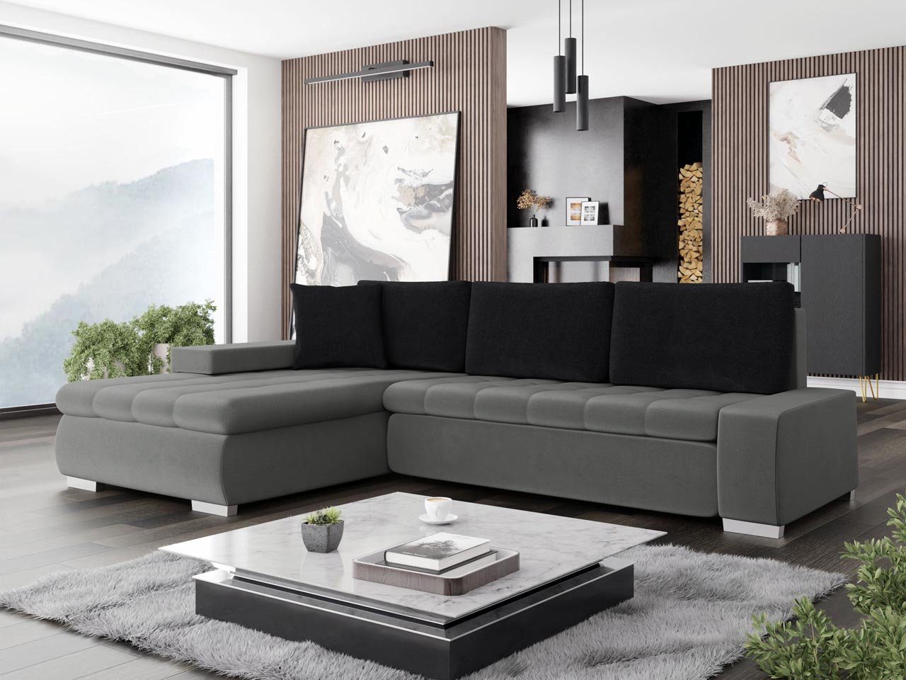 Orkan und Bettkasten, Polsterecke Universell MIRJAN24 Schlaffunktion Ecksofa L-Form Mini, mit