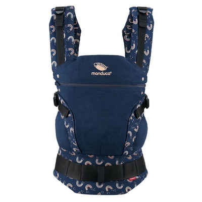 manduca Babytrage First - RainbowNight - Navy Print, Bauchtrage Rückentrage für Neugeborene & Kleinkinder ab 3,5 kg - 20 kg