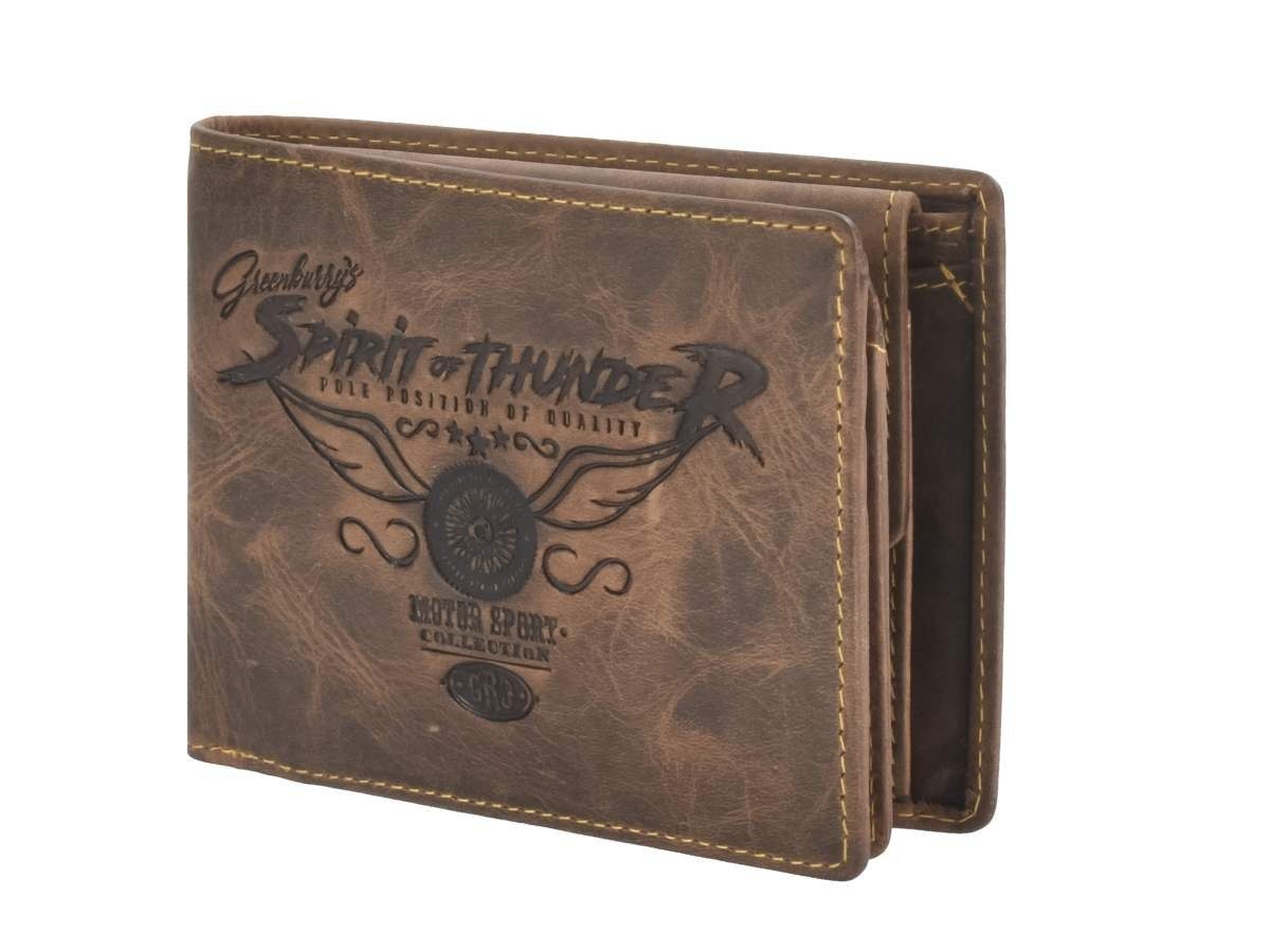Greenburry Geldbörse Racing Collection, Herrenbörse, Lederbörse 12x9,5cm mit Racing-Prägung und RFID-Schutz