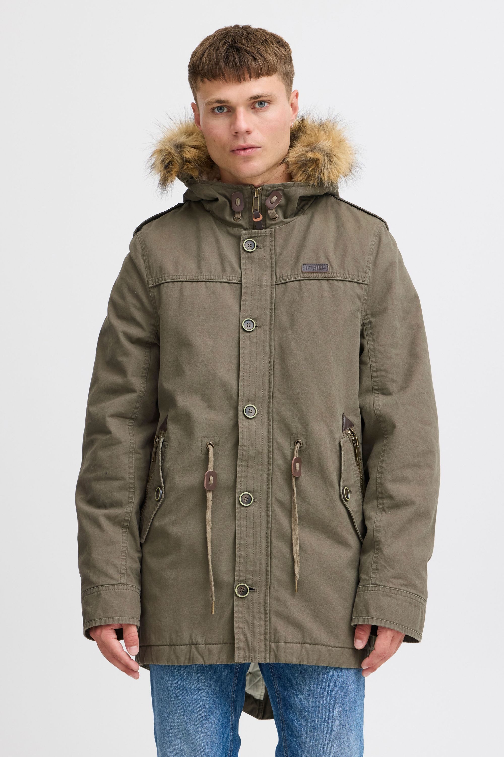 Indicode Parka IDPulsoor Winterjacke mit abnehmbarem Kunstfellkragen