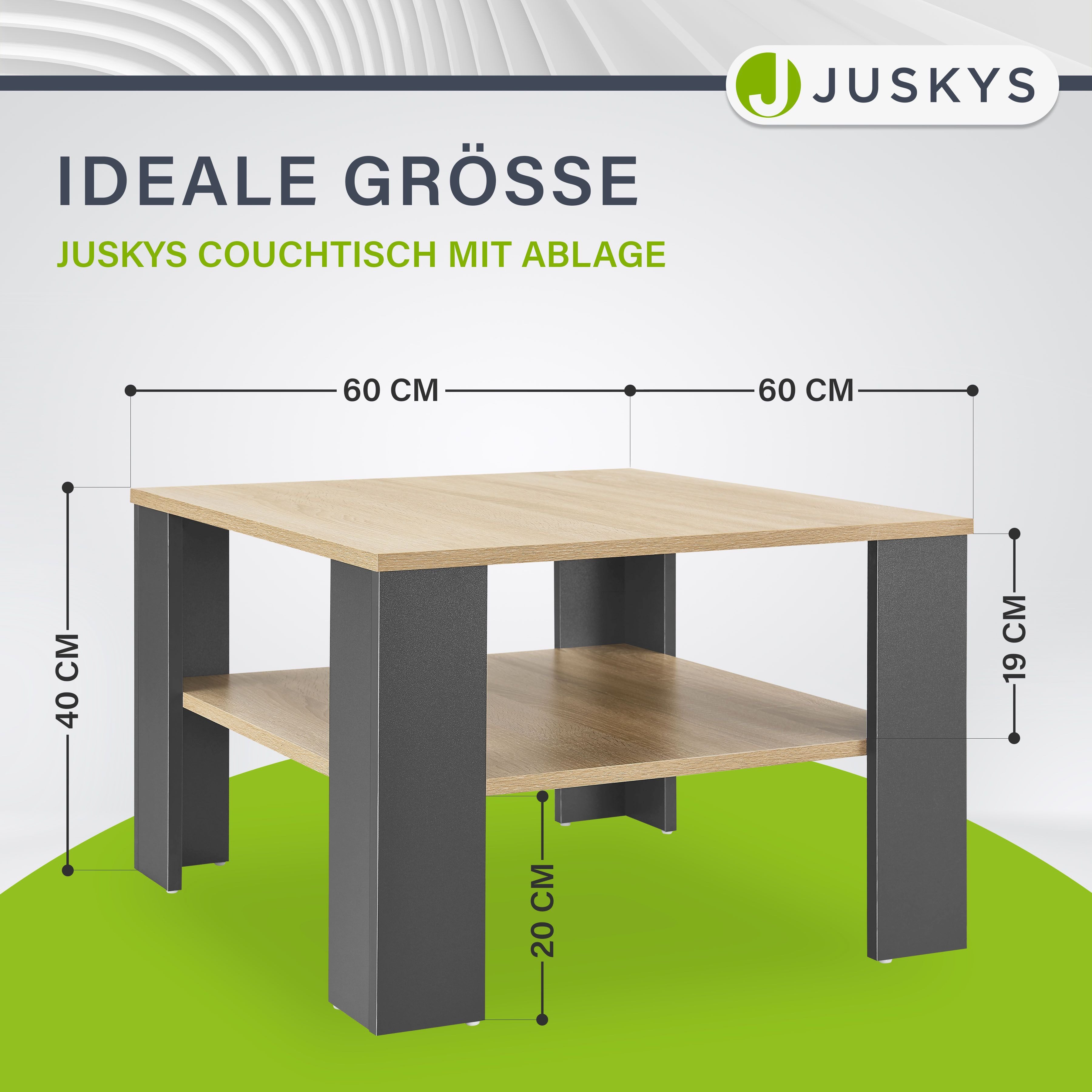 Juskys Couchtisch, Dunkelgrau / Holzoptik mit günstig online kaufen