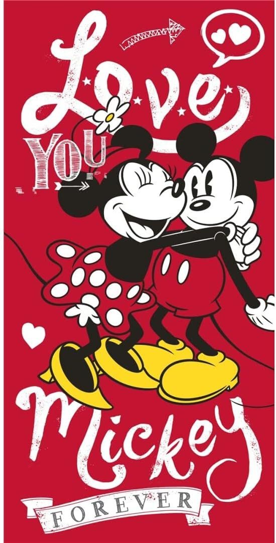 Disney Badetuch Minnie und Mickey Love you Badetuch Strandtuch Duschtuch 140 x 70 cm, Microfaser