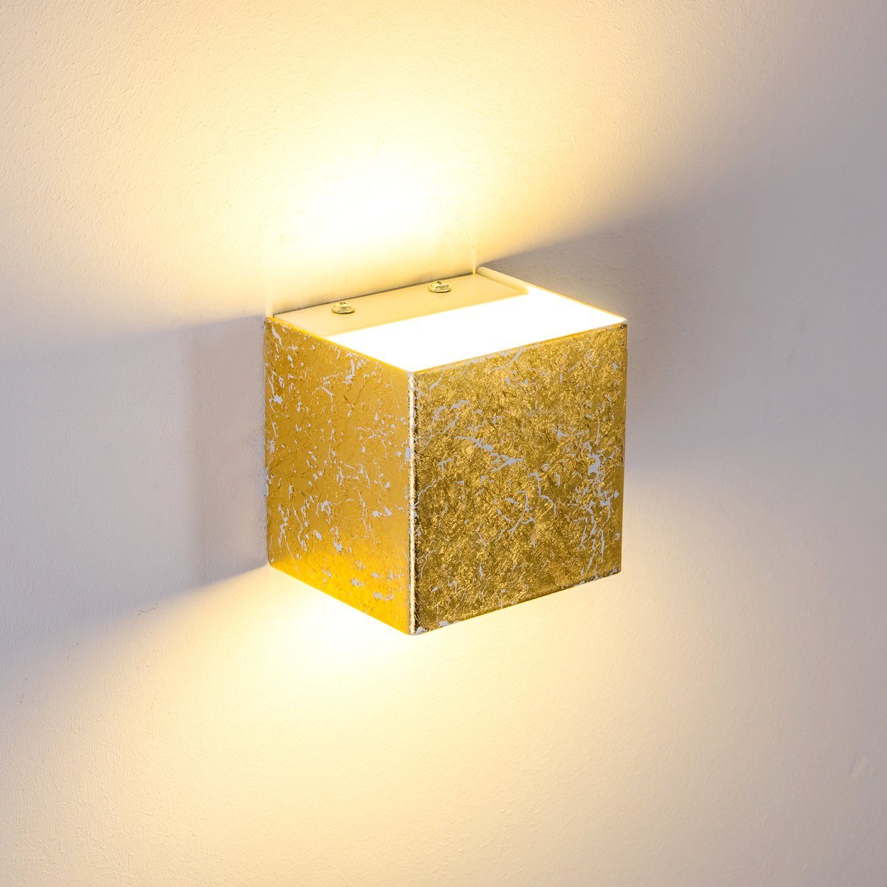 Moderner hofstein Wandspot in Goldfarben, »Pavia« Lumen Wandleuchte Metall LED aus LED, integrierten Wandlampe 3000 Kelvin, LED-Lampen, 350