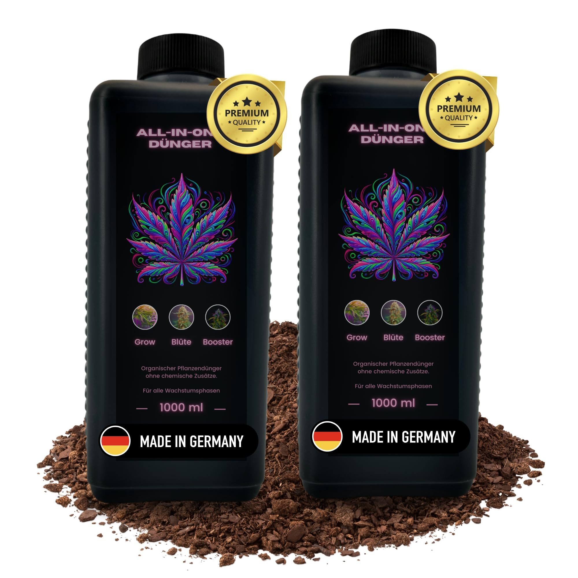 TronicXL Universaldünger 2L Grow Удобрение All in One Indoor Outdoor Try Pack für Growbox Set, Flüssigdünger, Wachstum Blüte, 2-St., All in One, Indoor Outdoor Wachstumsphase Blütephase