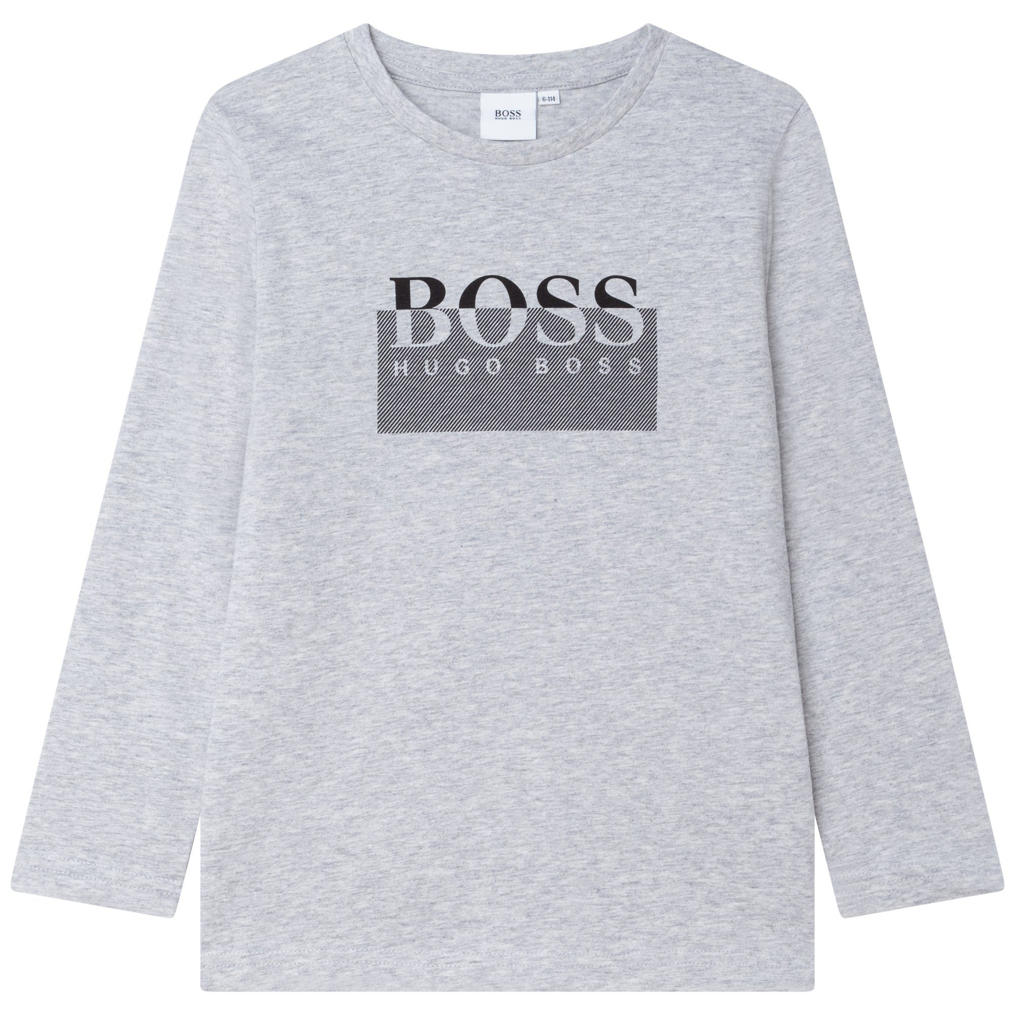 BOSS Langarmshirt Hugo Boss Kids Langarmshirt grau mit Logo