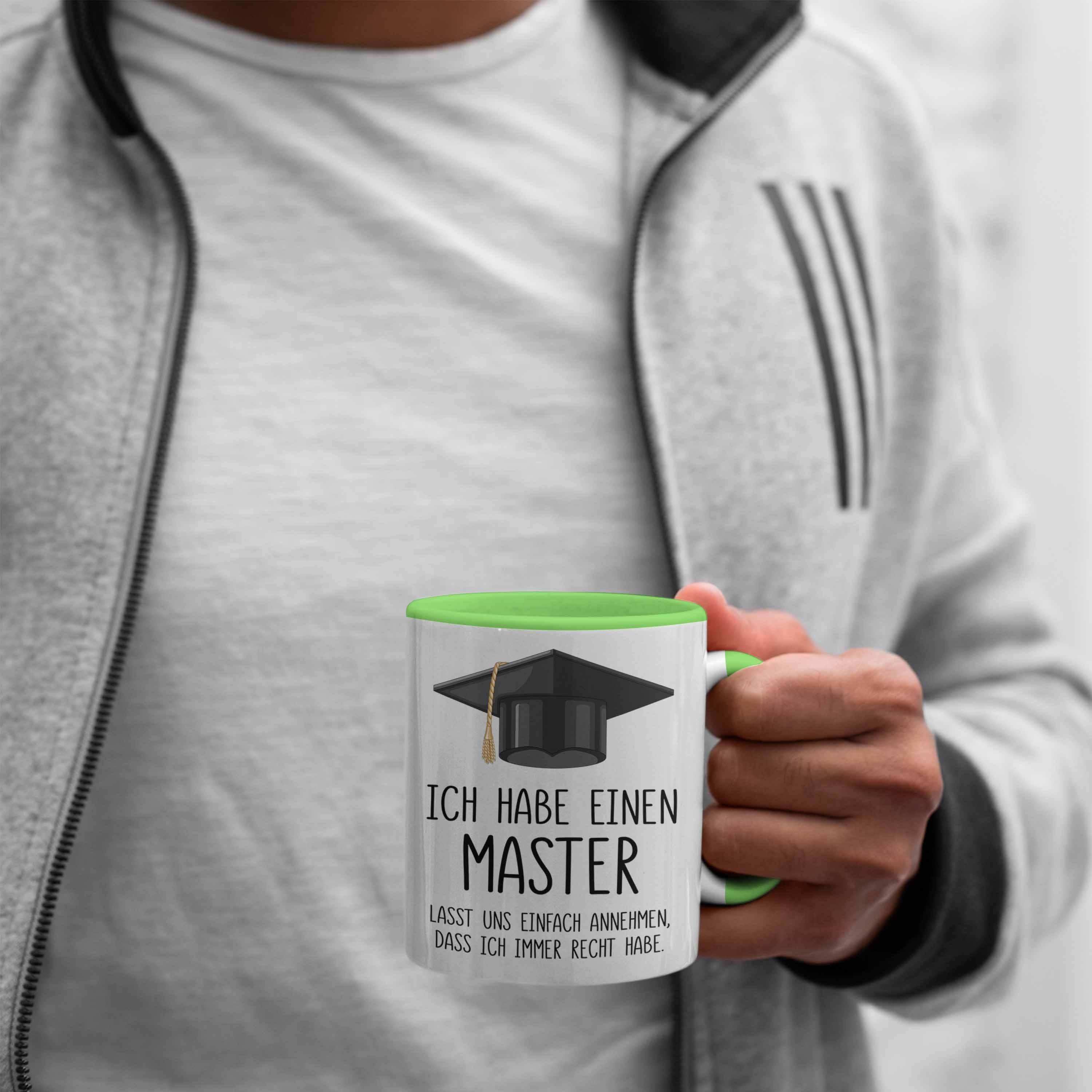 Spruch Geschenk Master Prüfung Tasse Bestandene Grün - Graduation Bestanden Geschenkidee Master Abschluss Trendation Trendation Tasse