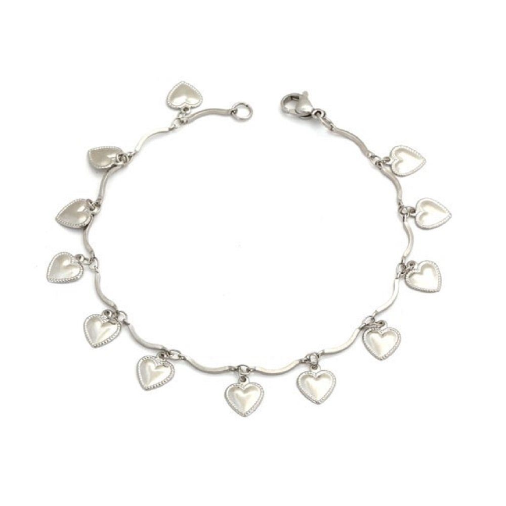 BUNGSA Armband Bettelarmband Herzen Silber aus Edelstahl Damen (1 Armband, 1-tlg), Bracelet Armschmuck