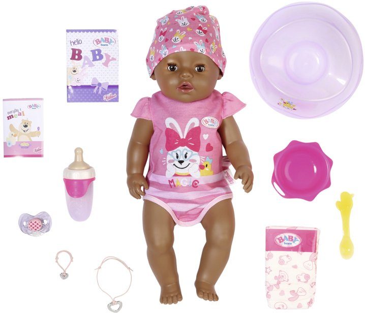 Image of Baby Born Babypuppe »Magic Girl Brown Eyes, 43 cm« (Set, 13-tlg), mit 10 lebensechten Funktionen