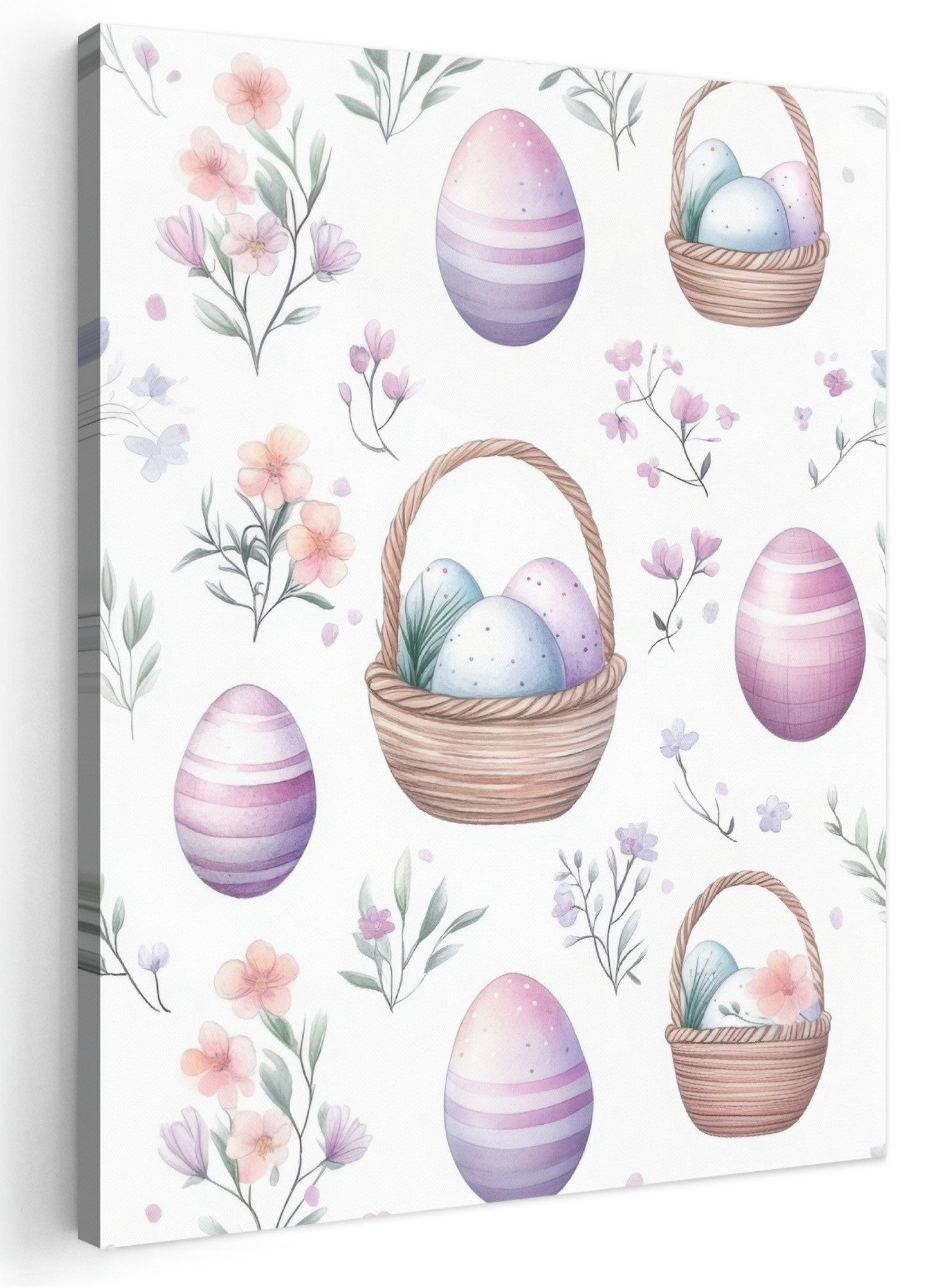 OneMillionCanvasses® Leinwandbild Blumen - Ostereier - Muster - Ostern Deko, Fotodruck (1 St), Wandbilder, Deko Schlafzimmer Wohnzimmer 70x100 cm