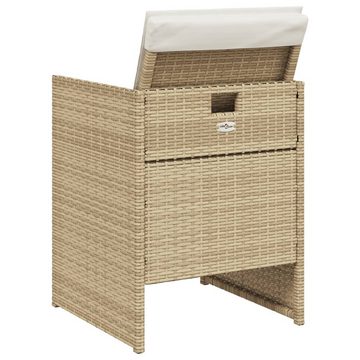 vidaXL Gartenstuhl Gartenstühle mit Kissen 4 Stk. Beige Poly Rattan