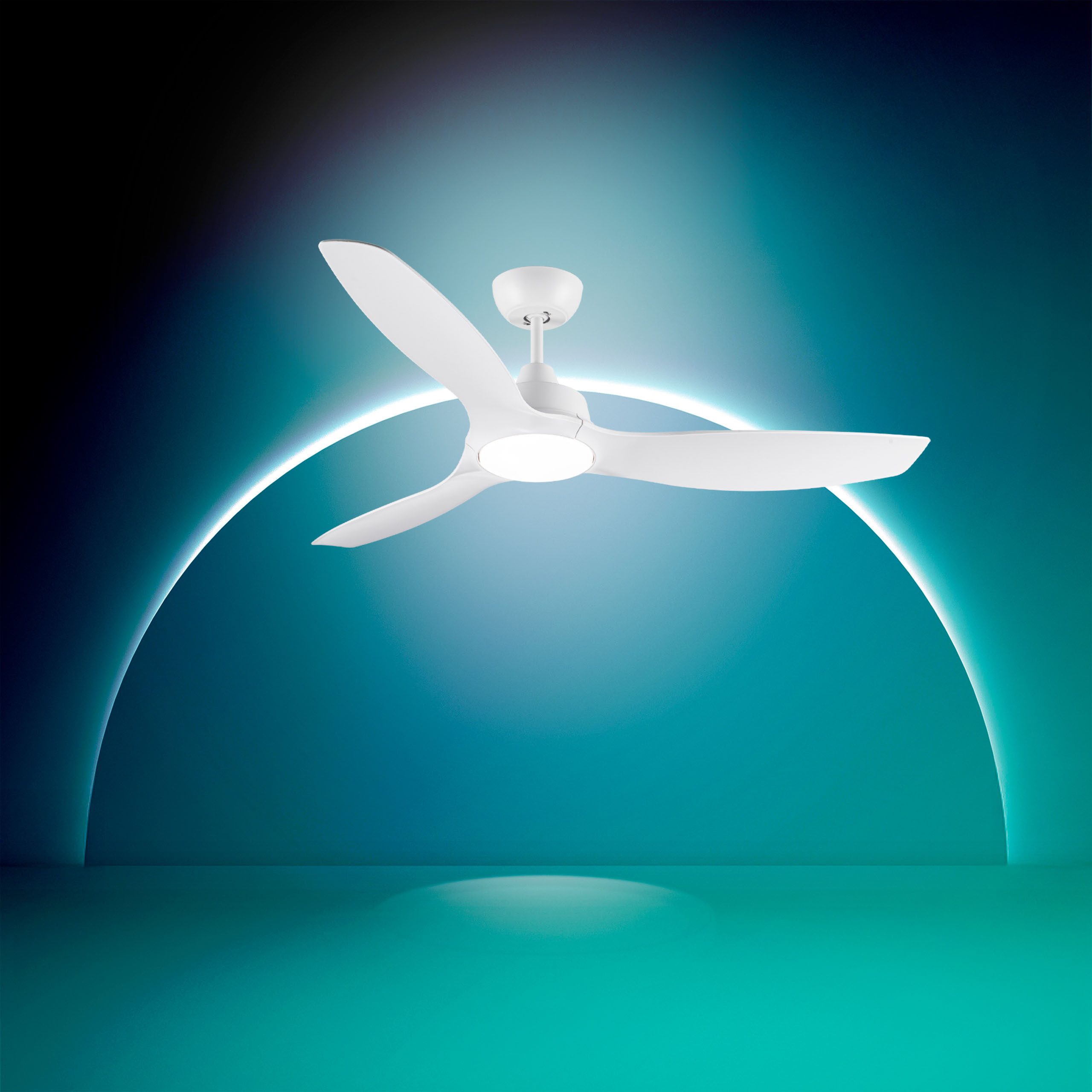 Philips LED Deckenleuchte Fixed 24W DC-Ventilator 30W, fixe Rotorblätter, ⌀ 106cm, weiß, CCT - über Fernbedienung, Dimmer, Dimmfunktion, Ein-/Ausschalter, Farbsteuerung, Fernbedienung, Infrarot inkl., Memoryfunktion, Ventilatorfunktion, dimmbar über Fernbedienung, mehrere Helligkeitsstufen, LED fest integriert, warmweiß - kaltweiß, 3000-6500 Kelvin, dimmbar mit Fernbedienung, 2650 Lumen