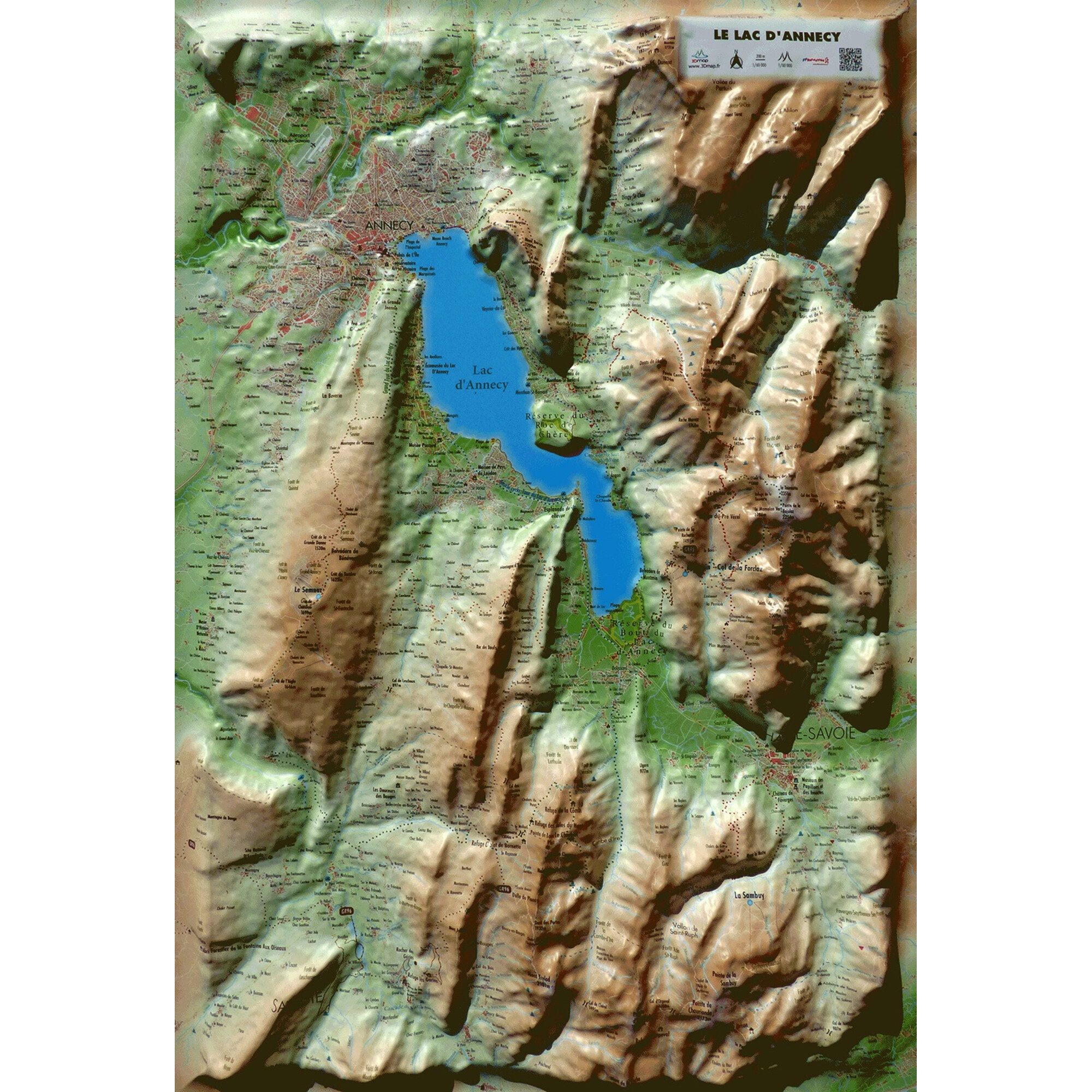 3Dmap Wandbild 3Dmap Regional-Karte Le Lac d'Annecy