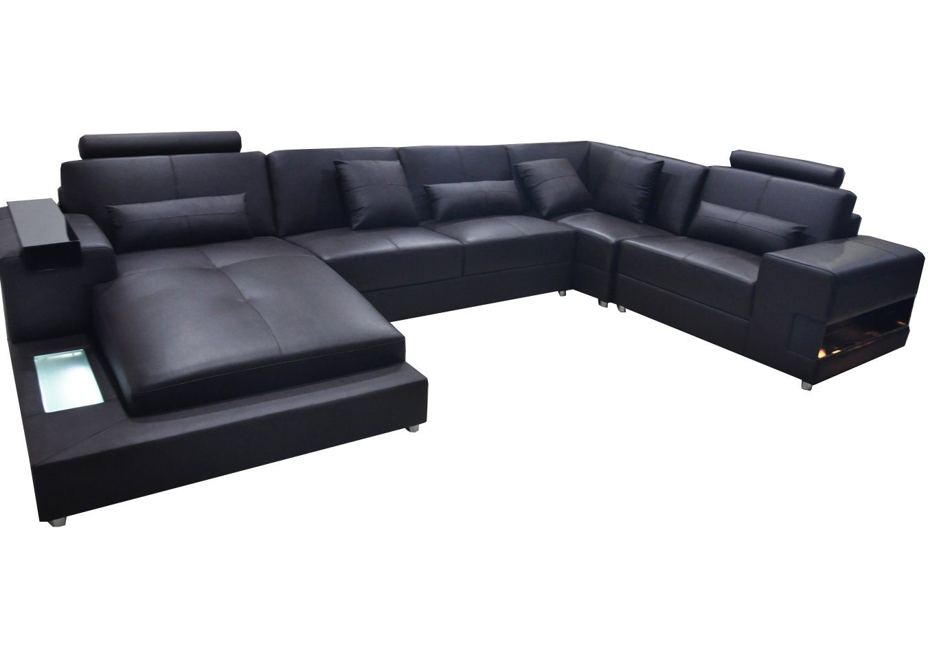 U-Form Wohnlandschaft Eck Ledersofa Modern Sofa Design JVmoebel Couch Ecksofa,