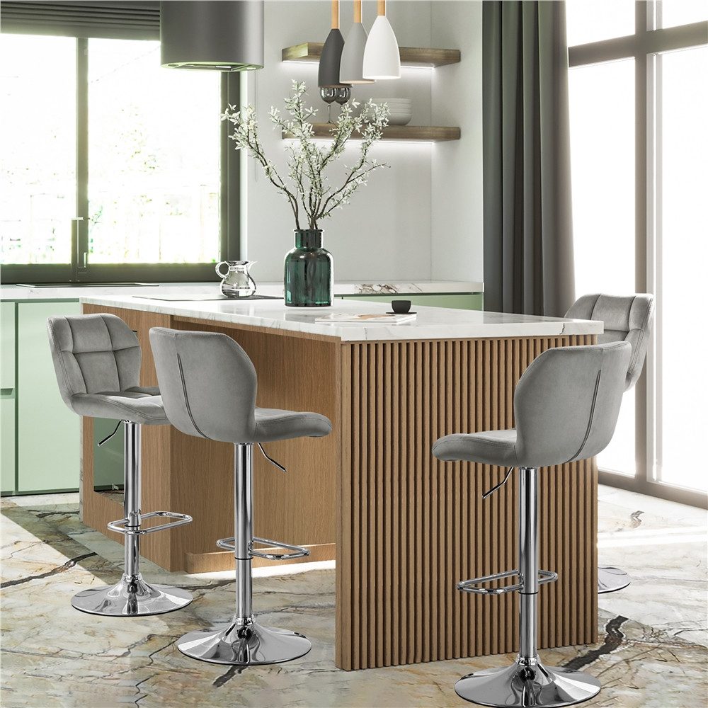 Yaheetech Barhocker 360° Drehbare Hocker mit Fußstütze (4 St), 1/2/4/6er-Set Barstühle Küchenstühle Bistrohocker höhenverstellbar – Bild 2 von 5