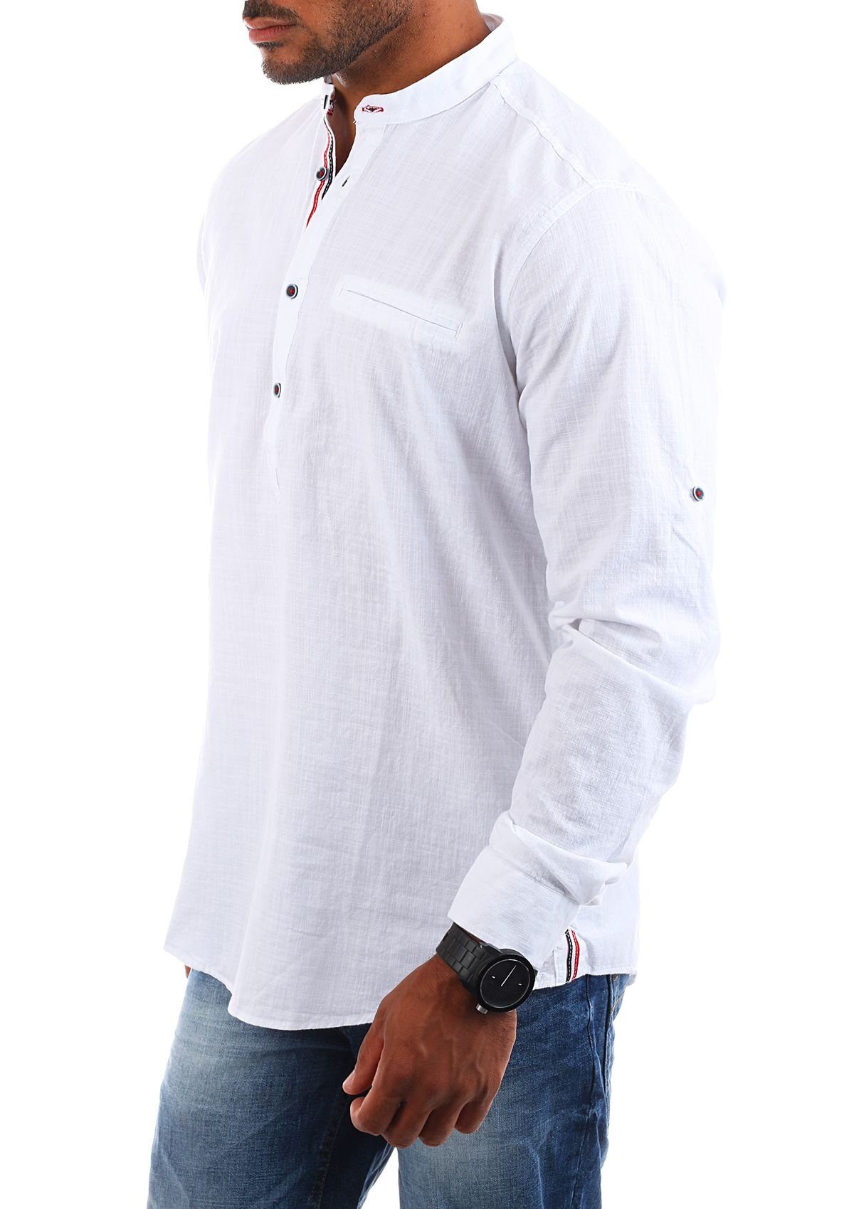 CARISMA Langarmhemd Stehkragen Tunika Baumwoll Leinen Mix legere 8443 Regul günstig online kaufen