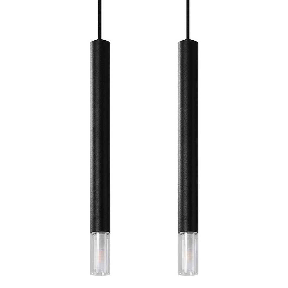 Stahl etc-shop 2 Glas Pendellampe Leuchtmittel Hängeleuchte, inklusive, Flammig Deckenlampe Hängeleuchte Schwarz nicht