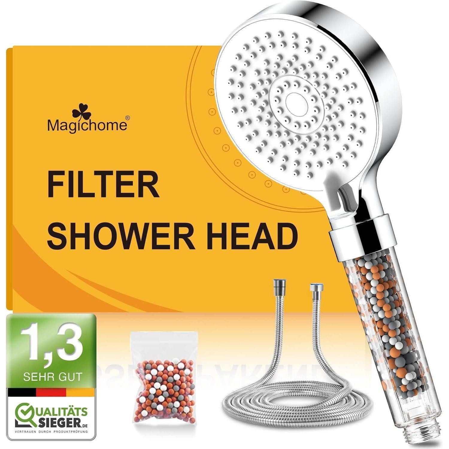 LuxusKollektion Handbrause Wassersparender Duschkopf mit Schlauch 2M und 5 Strahlarten