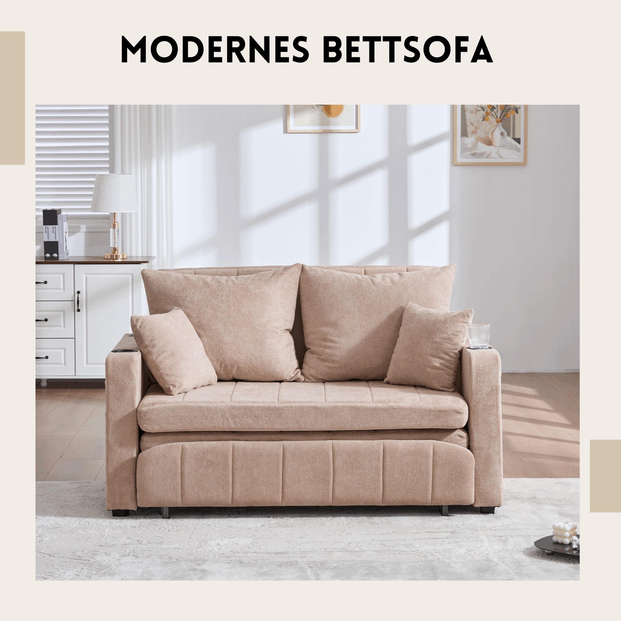 SeedWave Schlafsofa Chenille 2 Sitzer Klappsofa mit USB-Anschluss, Verstell günstig online kaufen