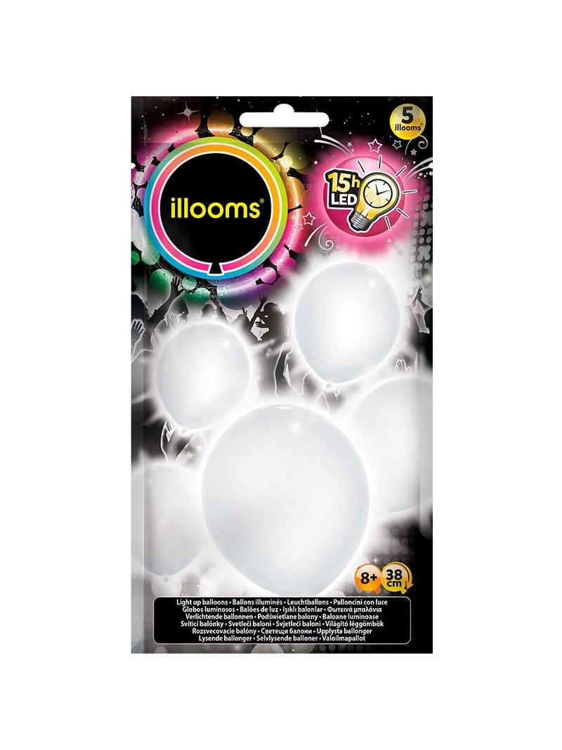 Boland Luftballon »5 LED Luftballons weiß«, Ein Satz Leuchtballons für Party, Jubiläum und Event