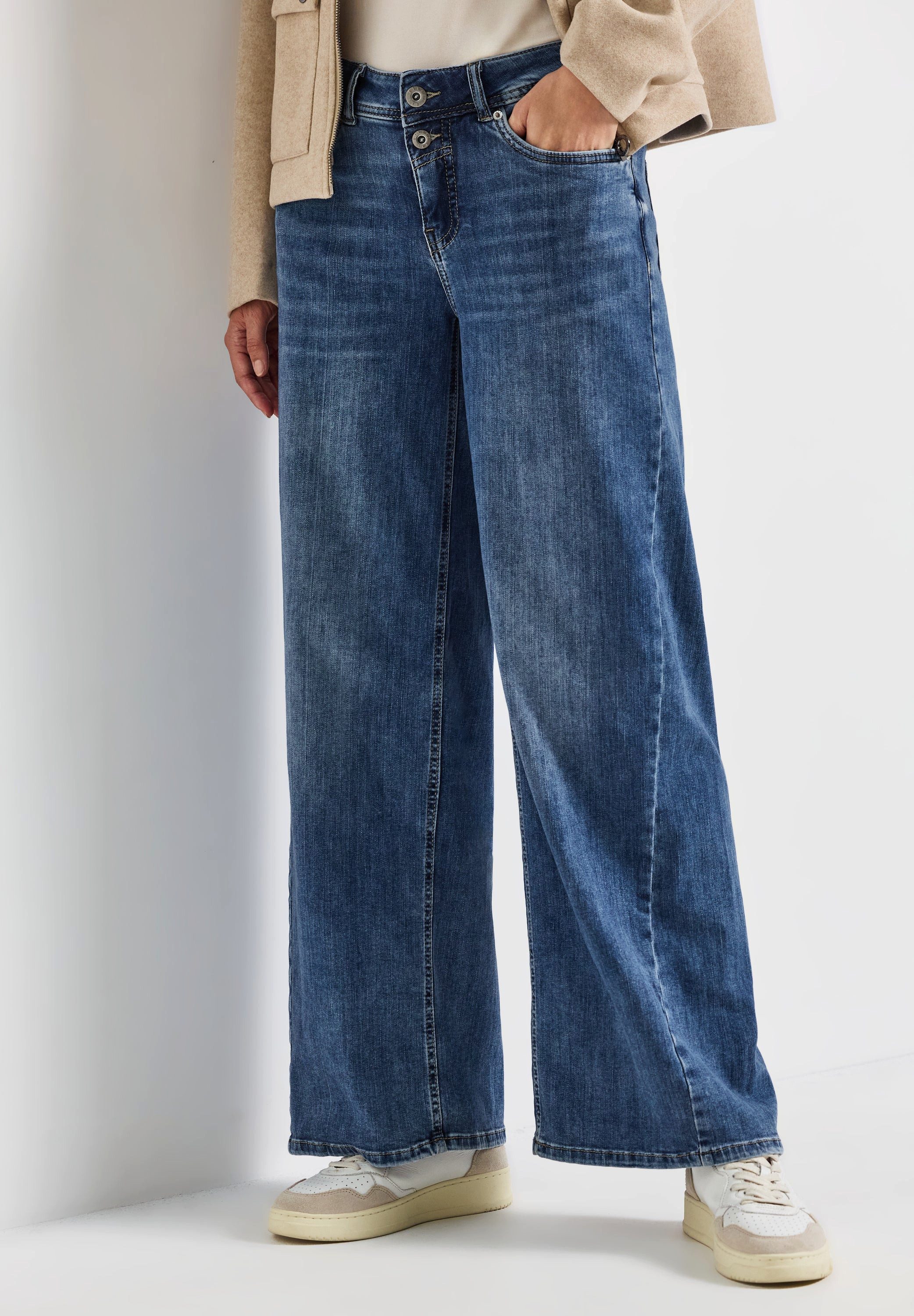 STREET ONE Weite Jeans Wide Leg Jeans Palazzo (1-tlg) günstig online kaufen