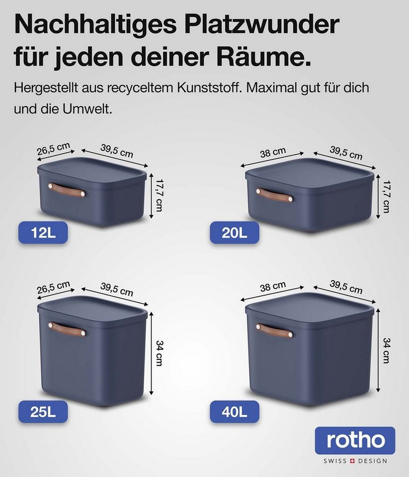 Thumbnail - ROTHO Stapelbox 3er-Set Kiste mit Deckel Maloja 20l (Aufbewahrungsset, 3er-Set)