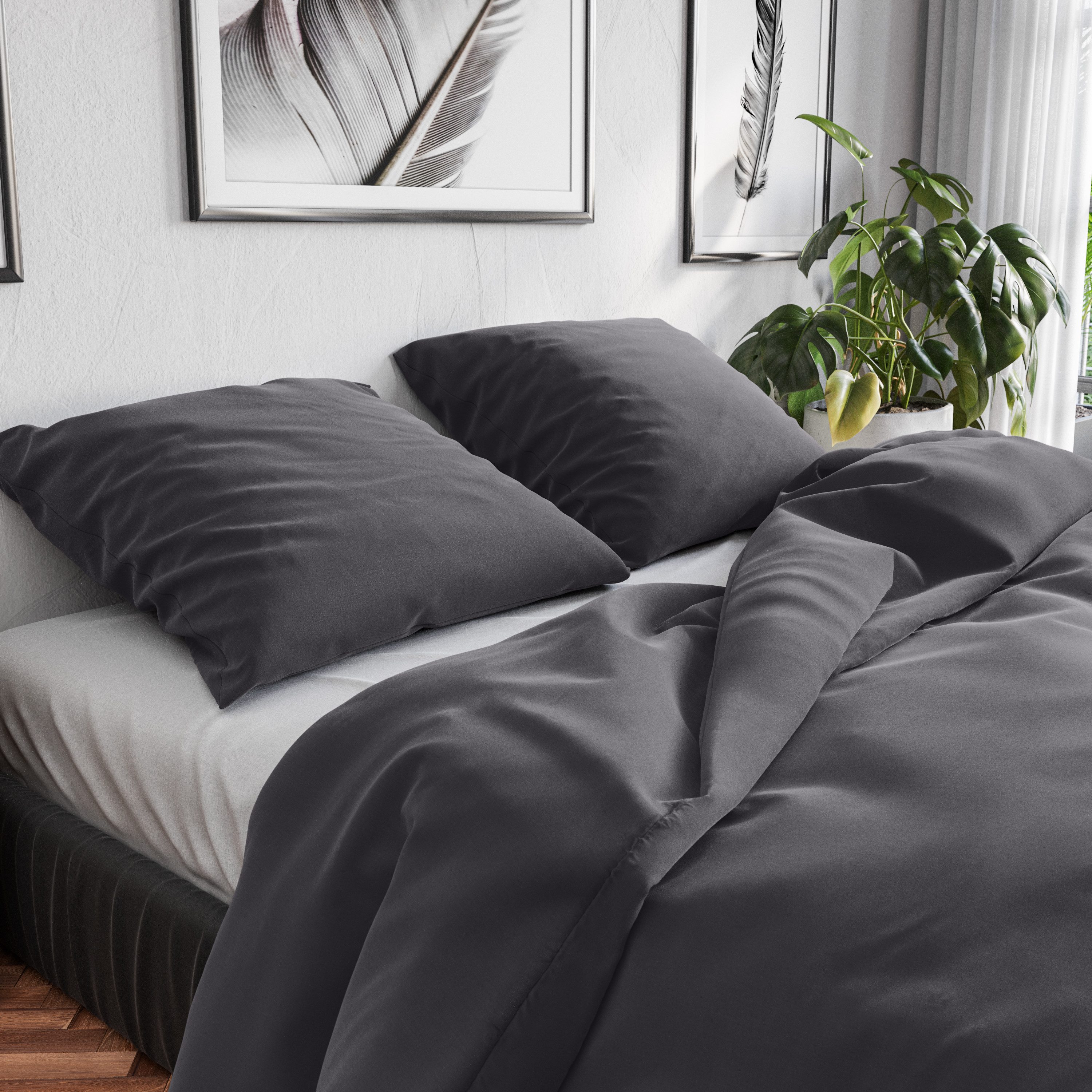 Wolkenfeld Bettwäsche Renforcé Bettwäsche Baumwolle - Natürlich weiches Schlafgefühl, Renforcé, 3 teilig, 135x200 cm, 155x220 & Übergrößen I inkl. Kissenbezüge  – Bild 3 von 5