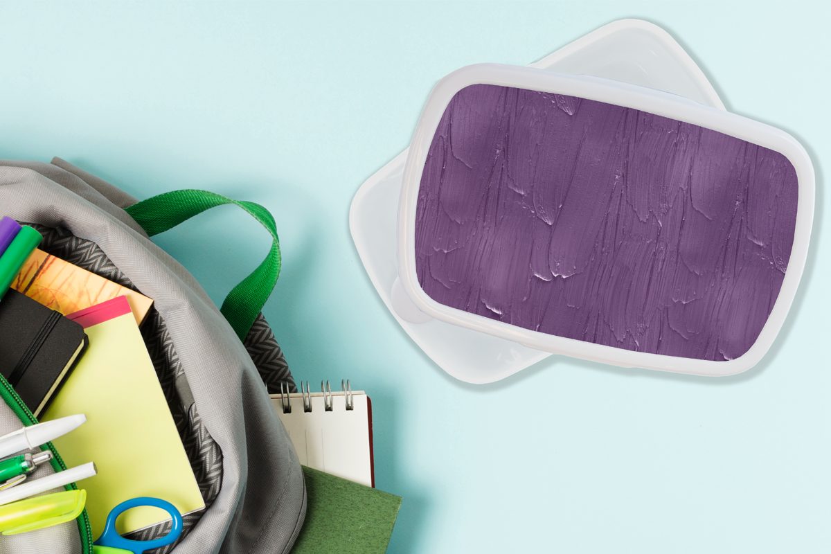 Lila Farbe Muster, Brotdose, für für - und MuchoWow Kinder Kunststoff, weiß Mädchen - und Brotbox Erwachsene, (2-tlg), Jungs Lunchbox