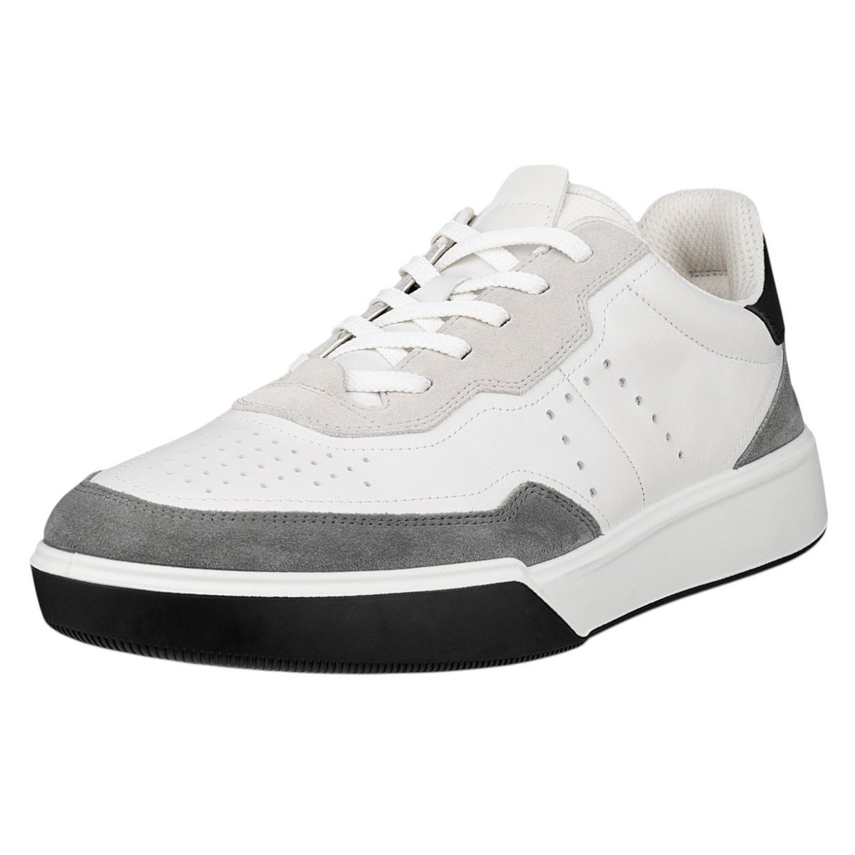 Ecco Street Court Lea (Premium Leder) weiss/grau/schwarz Herren Sneaker günstig online kaufen