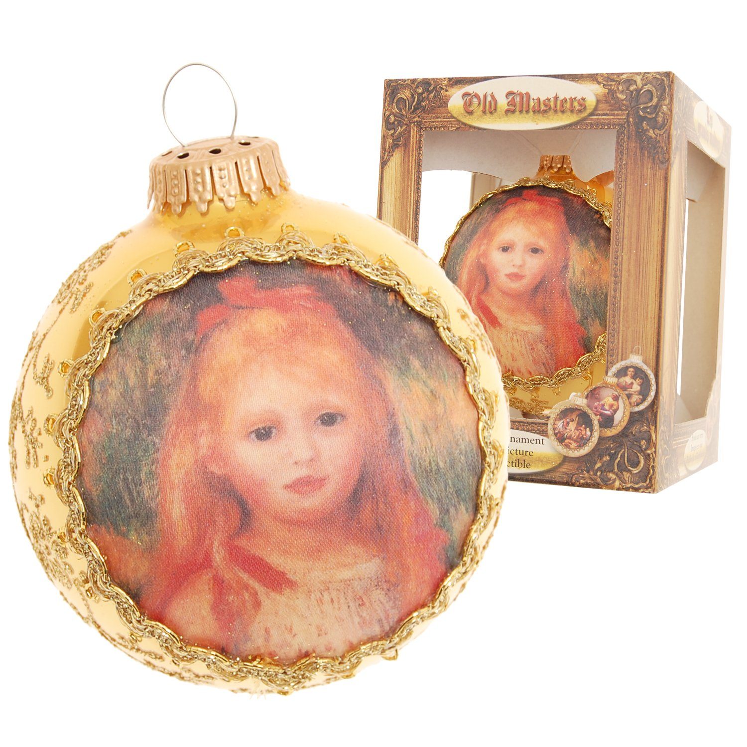 Krebs Glas Lauscha Christbaumschmuck Gold glanz 8cm Seidenbildkugel mit  Mädchen (1-tlg)