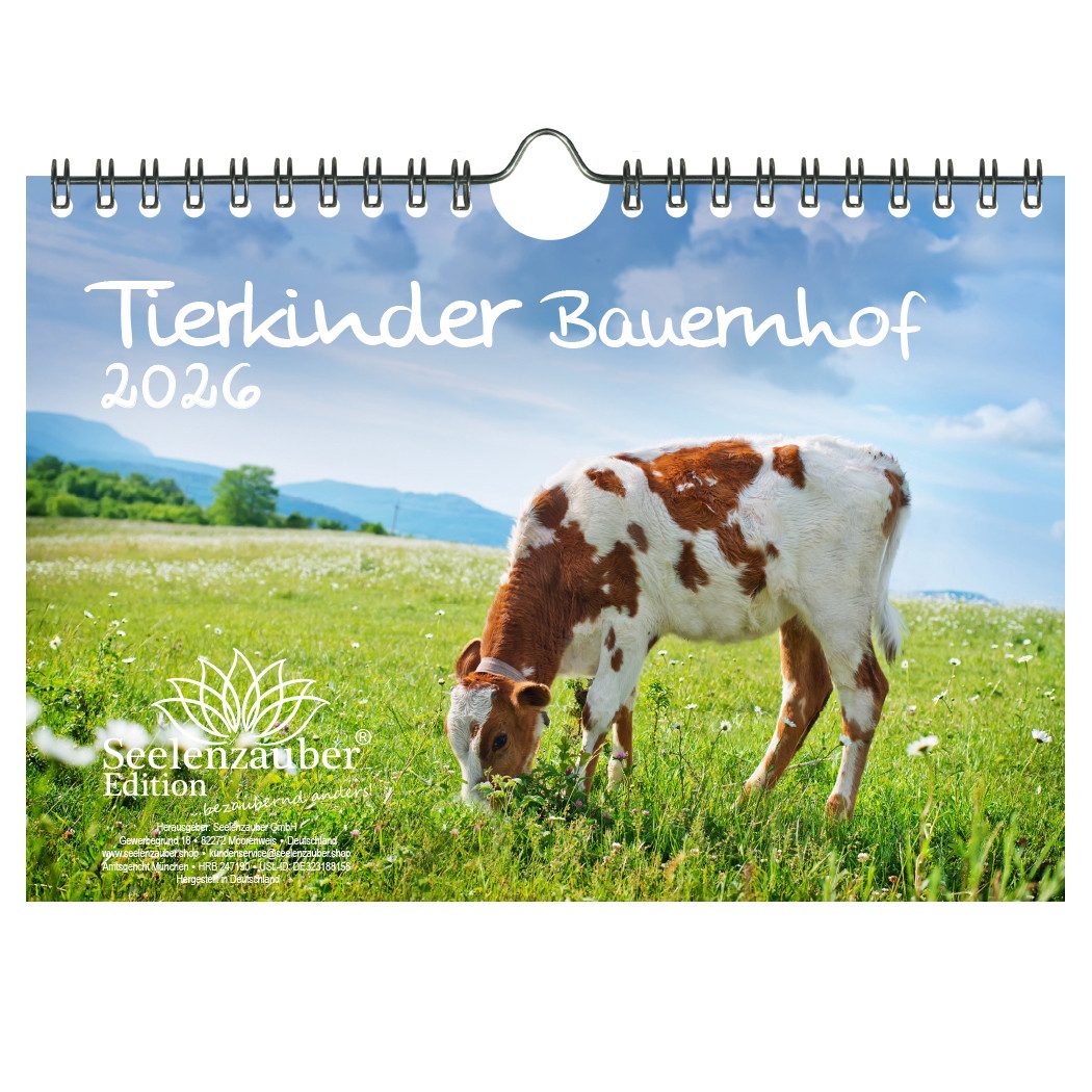 Seelenzauber Настінний календар Tierkinder Bauernhof DIN A5 Календарі für 2026 Tiere auf dem Bauernhof