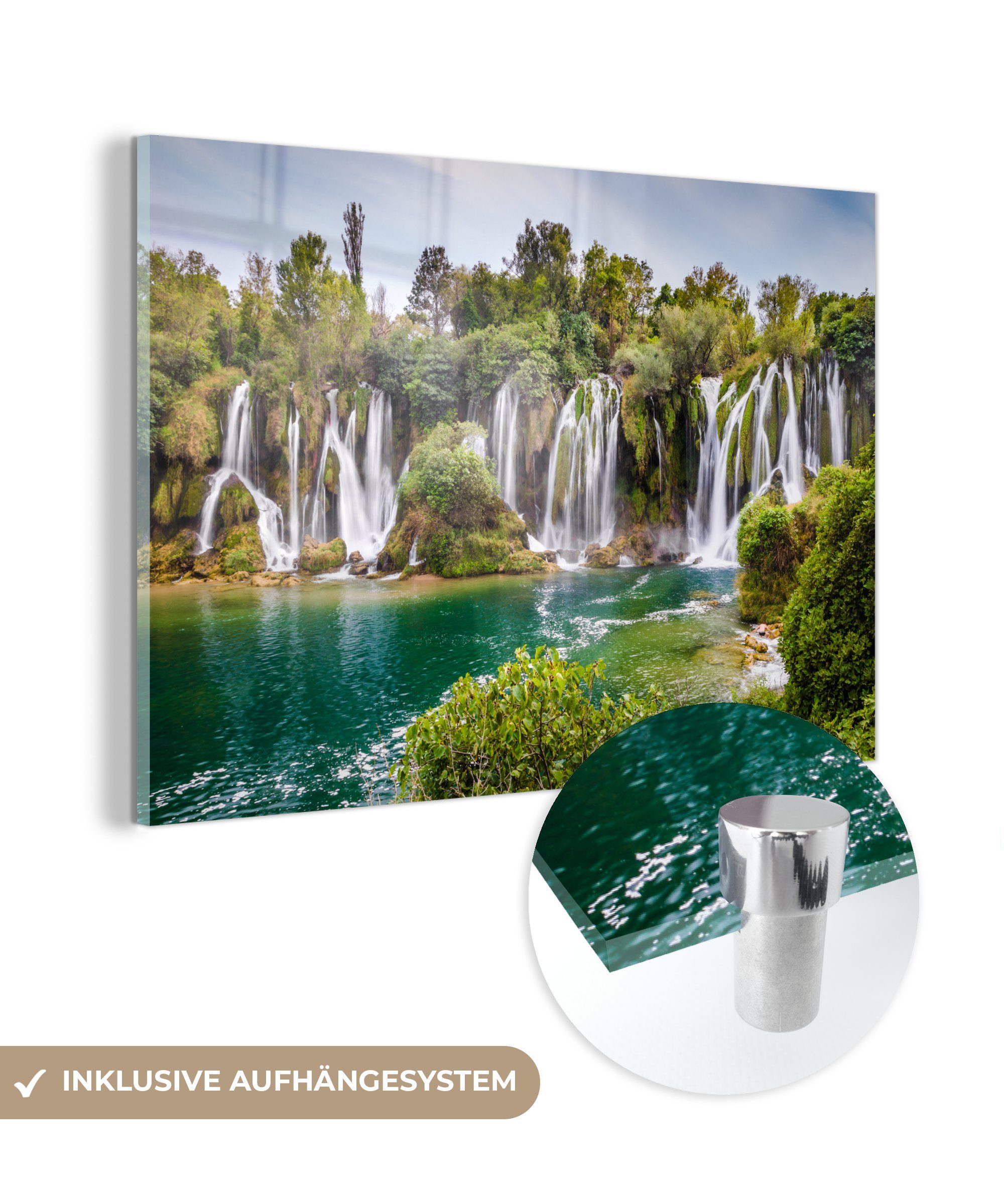 MuchoWow Acrylglasbild Wasserfall Kravica, (1 St), Acrylglasbilder Wohnzimmer & Schlafzimmer