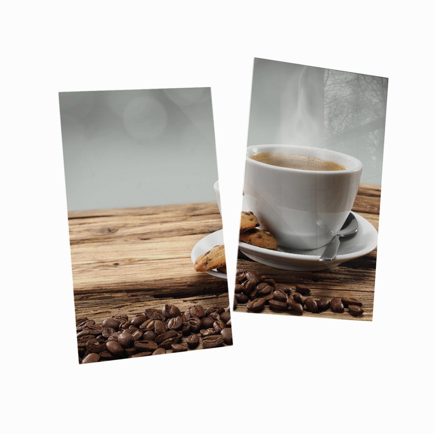 verschiedene Heiße 2 ESG-Sicherheitsglas, (Glasplatte, mit Größen Tasse 5mm Wallario inkl. tlg., Kaffeebohnen, Kaffee Herd-Abdeckplatte Noppen),