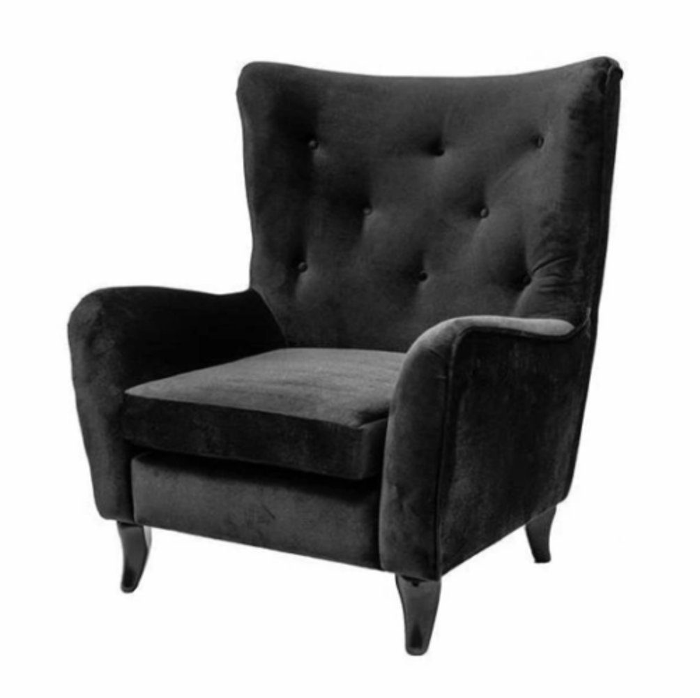 Schwarz Chesterfield-Sessel, Moderne Chesterfield Couchen Möbel JVmoebel Wohnzimmer Textil Samt Stoff Sessel Blau