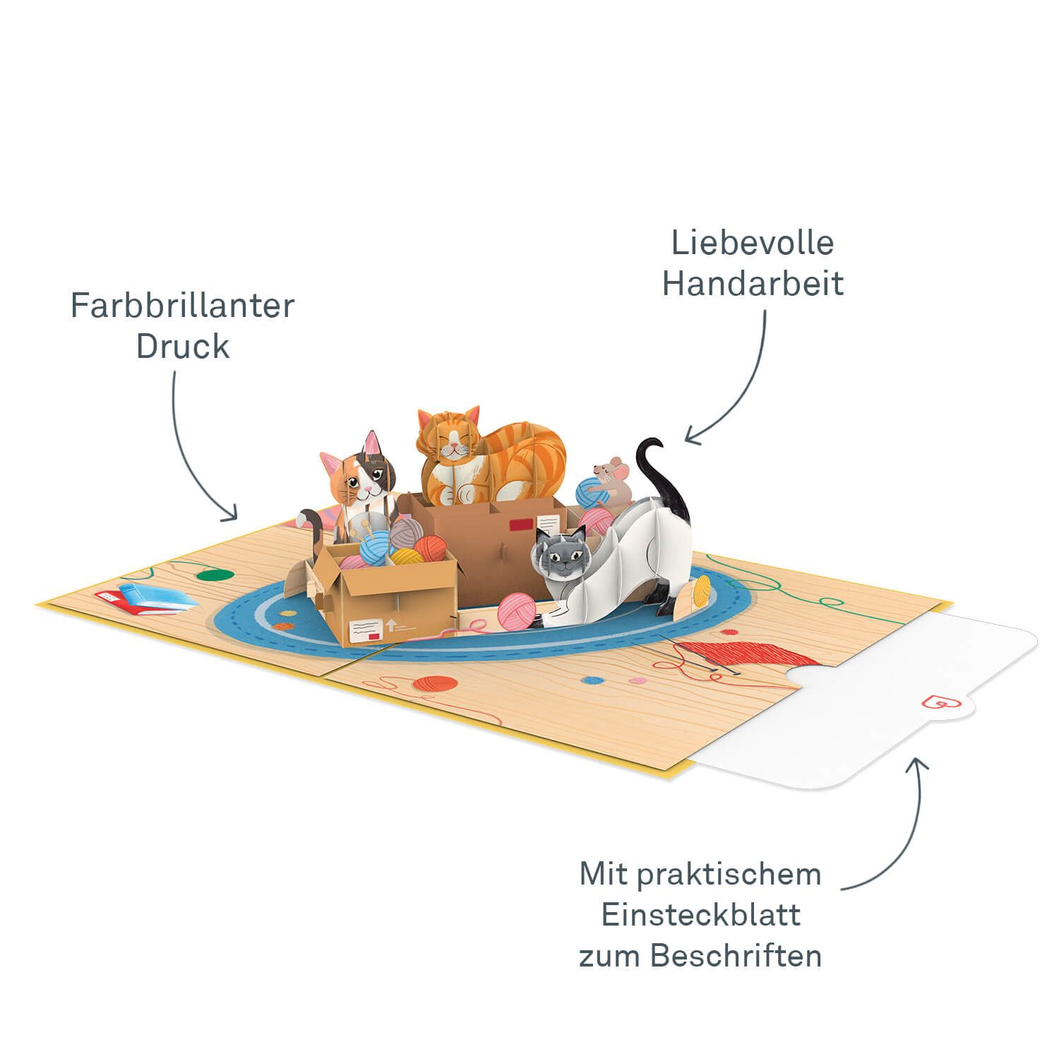 papercrush Geburtstagskarte Niedliche Katzen Pop-Up Karte