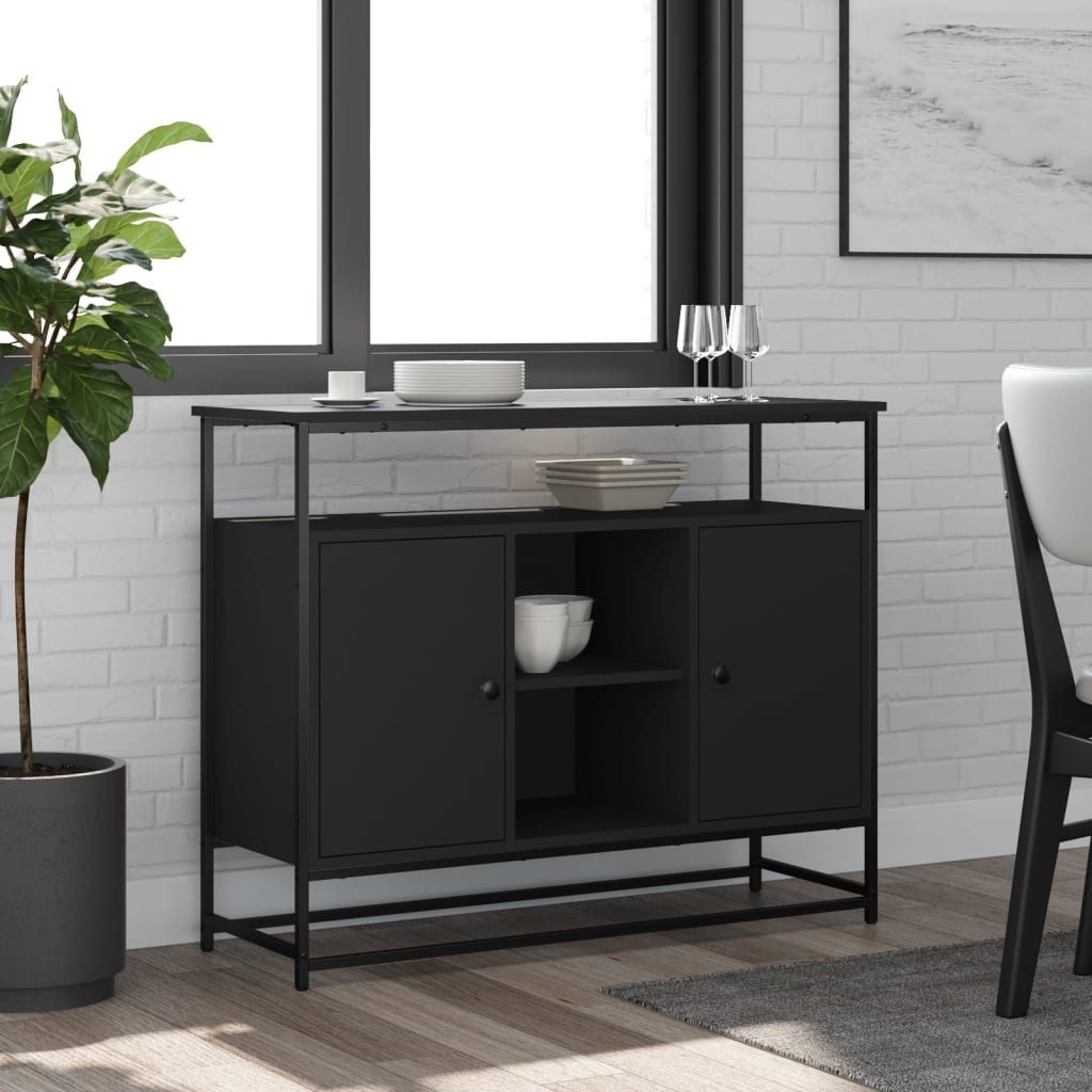 furnicato Sideboard Schwarz 100x35x80 cm Holzwerkstoff (1 St) günstig online kaufen